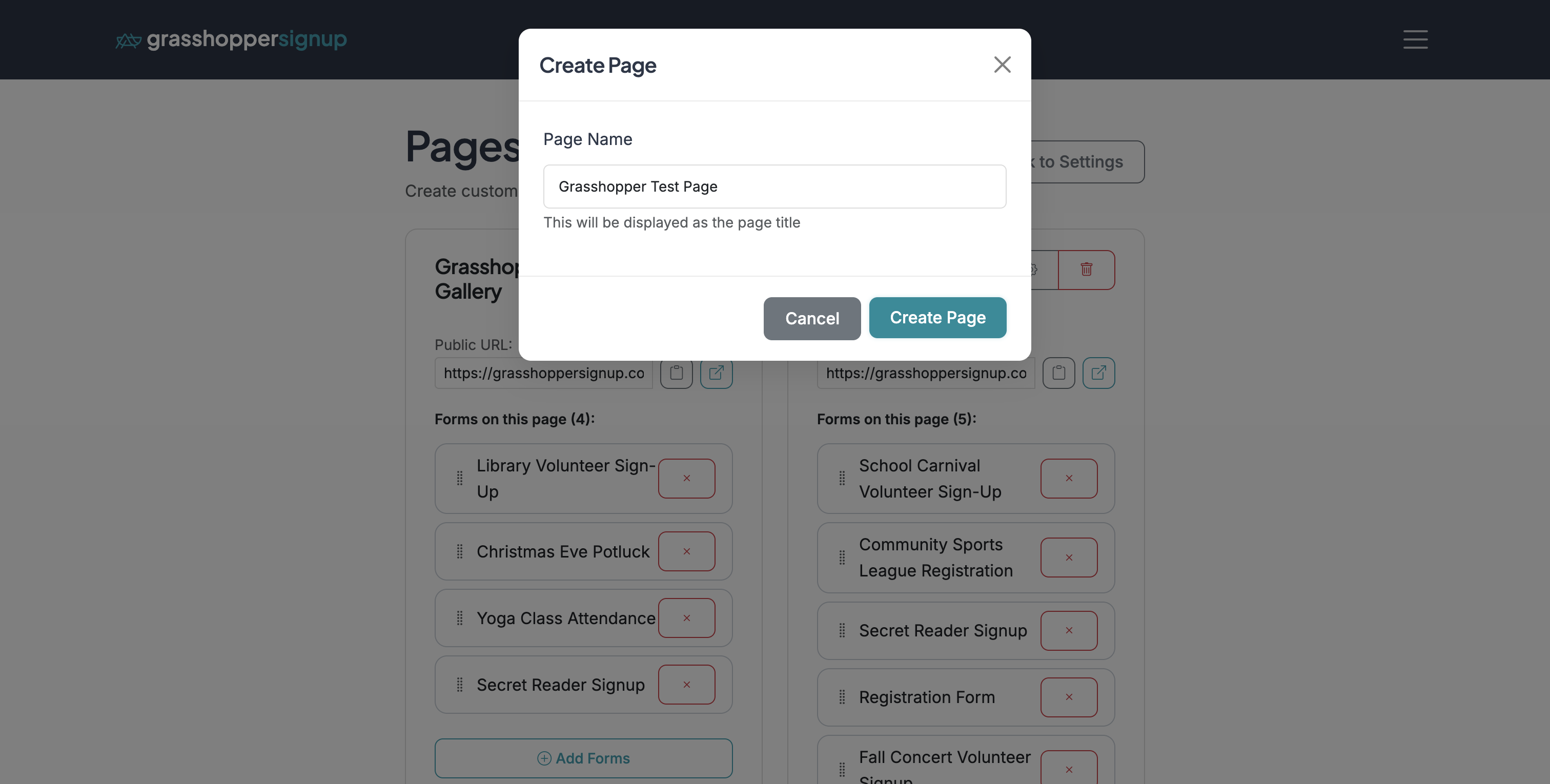 Screenshot showing Name your page (this will be the header/title of your page).