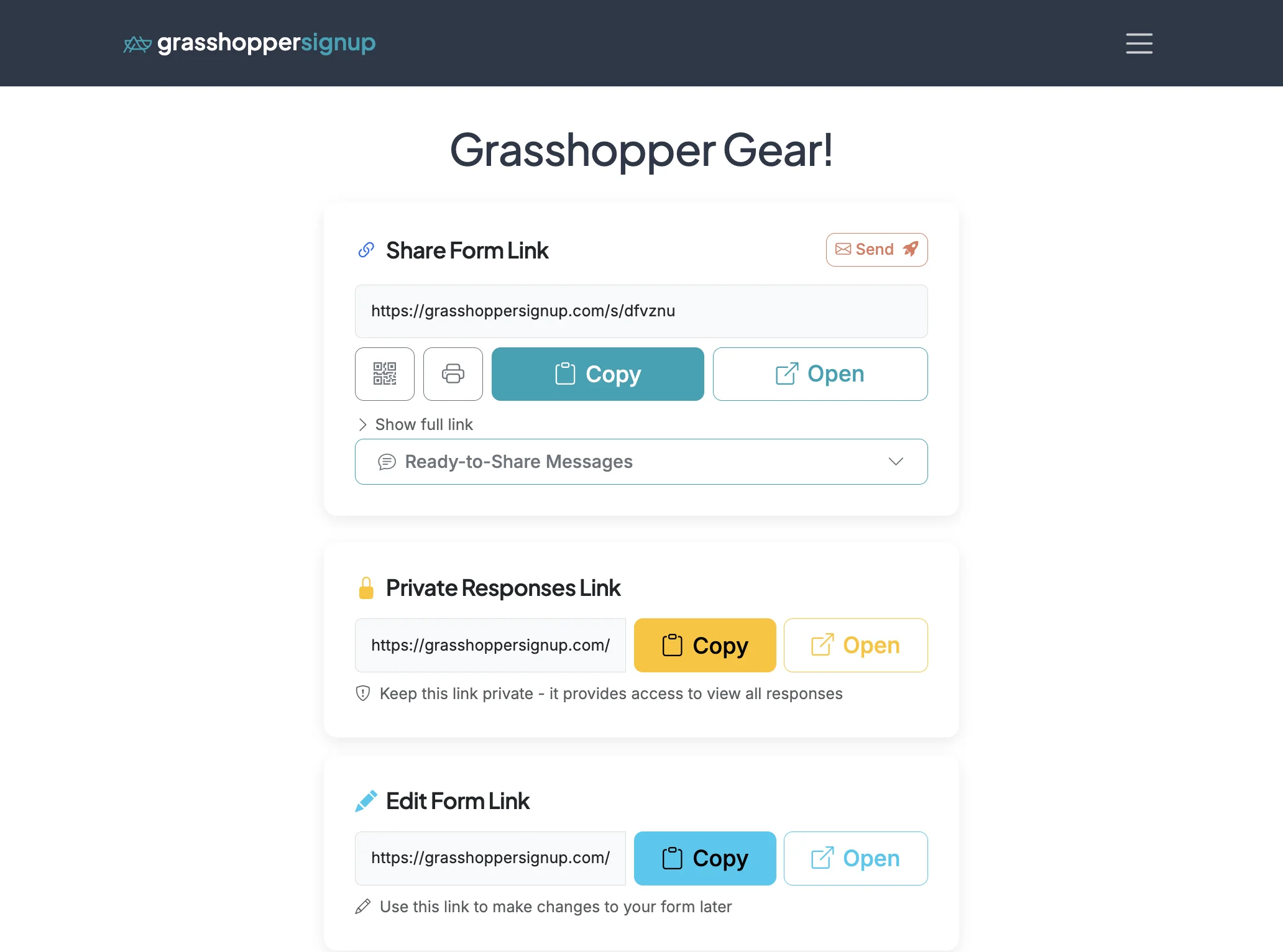 Screenshot showing Start on the Form Options page for your form.