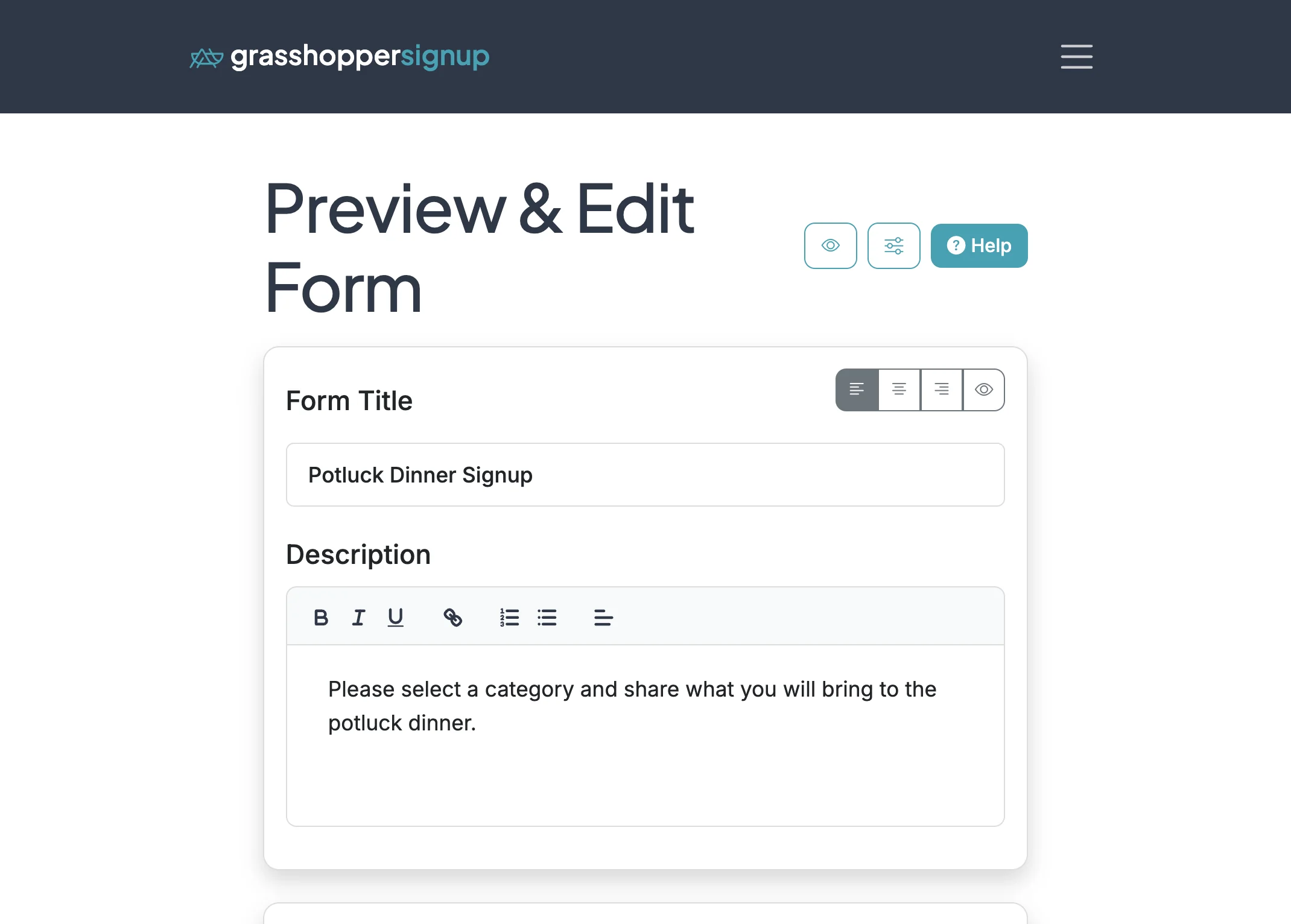 Screenshot showing Start on the Edit page for your form