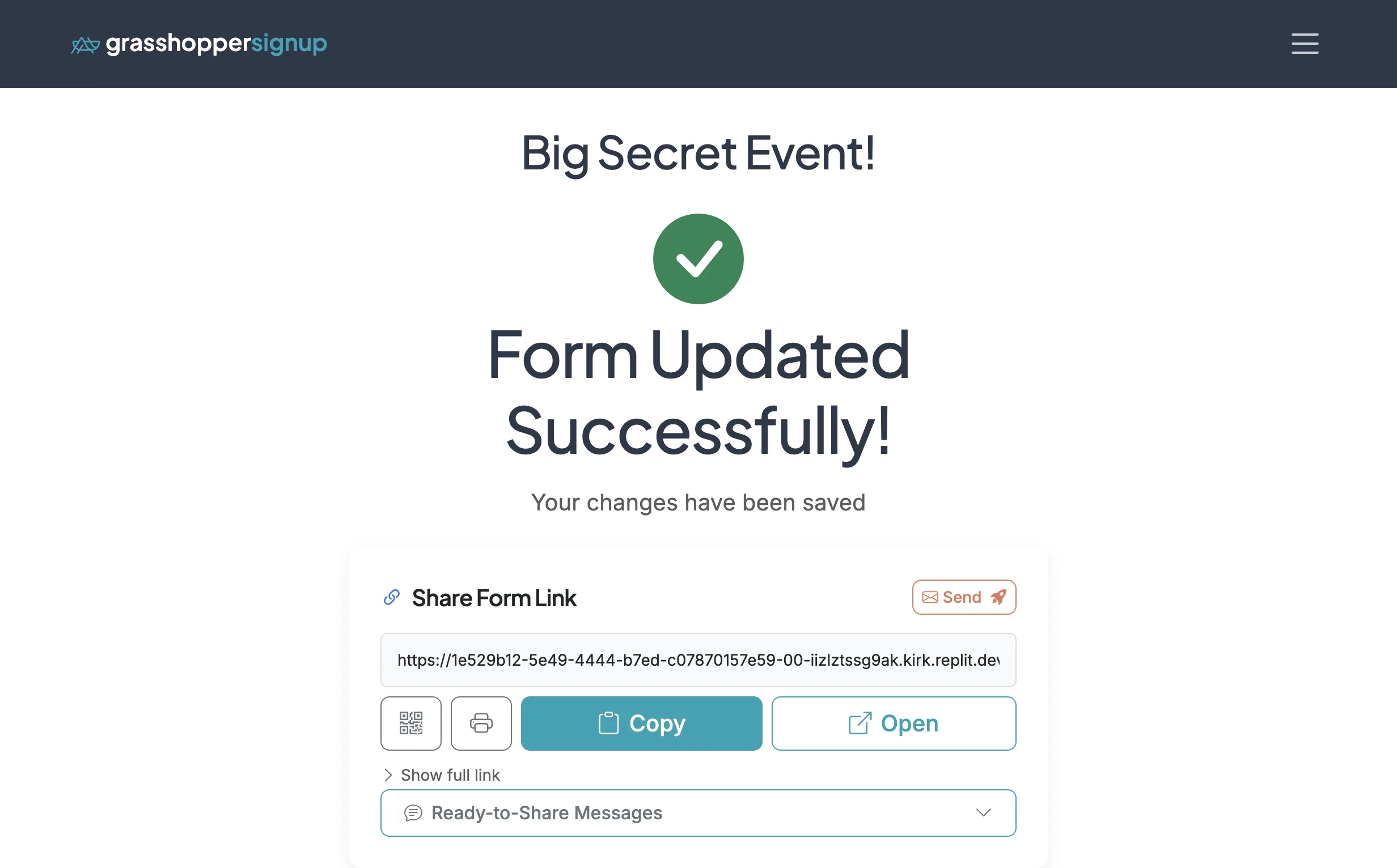 Screenshot showing Start on the Form Options page for your form.