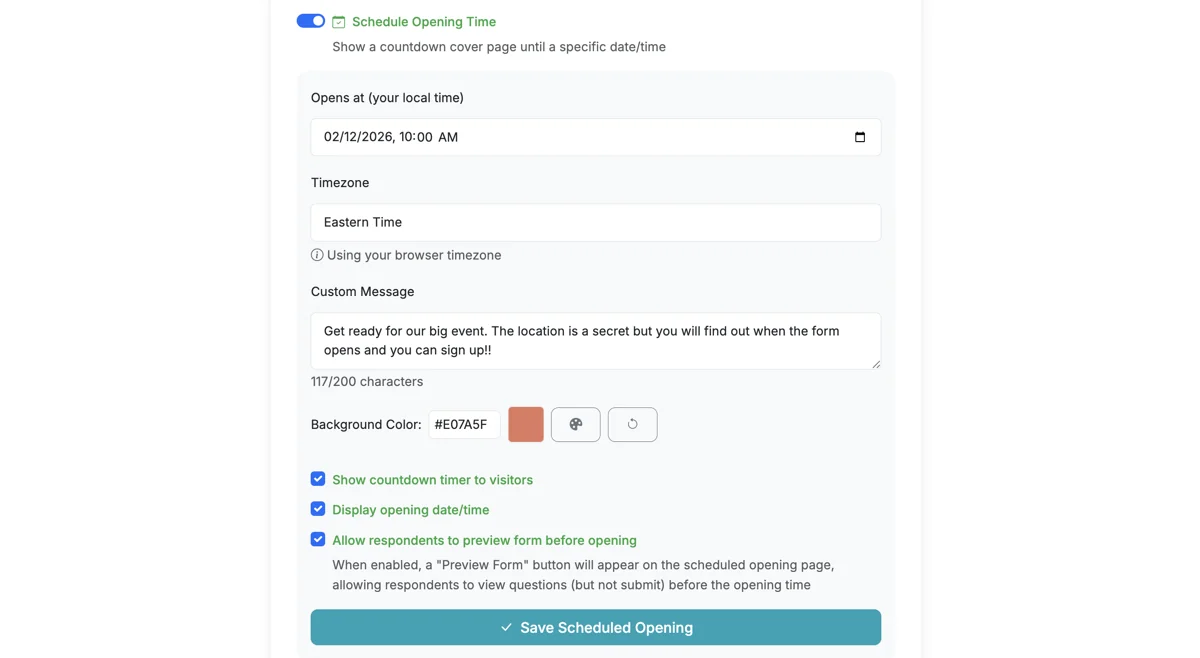 Screenshot showing Configure your settings by settings your date/time, adding a custom message, and adjusting any color or display preferences. Save your settings.