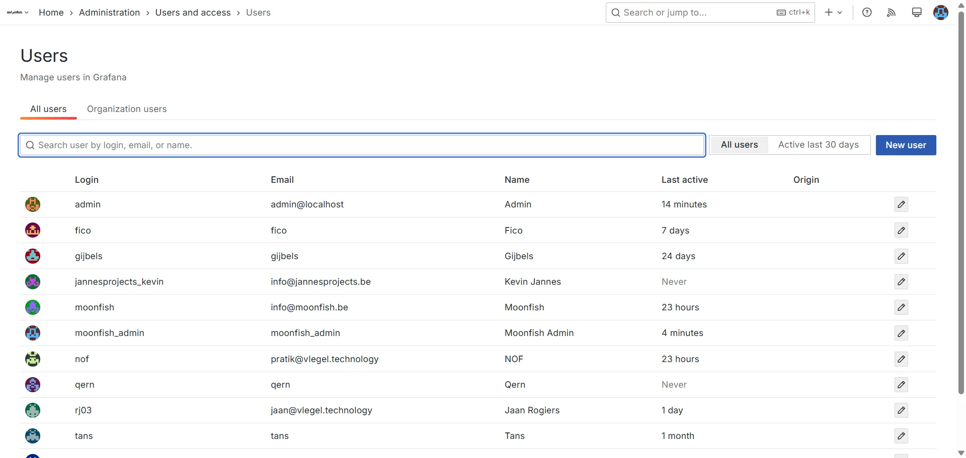 Screenshot showing Hier klikt u op new user