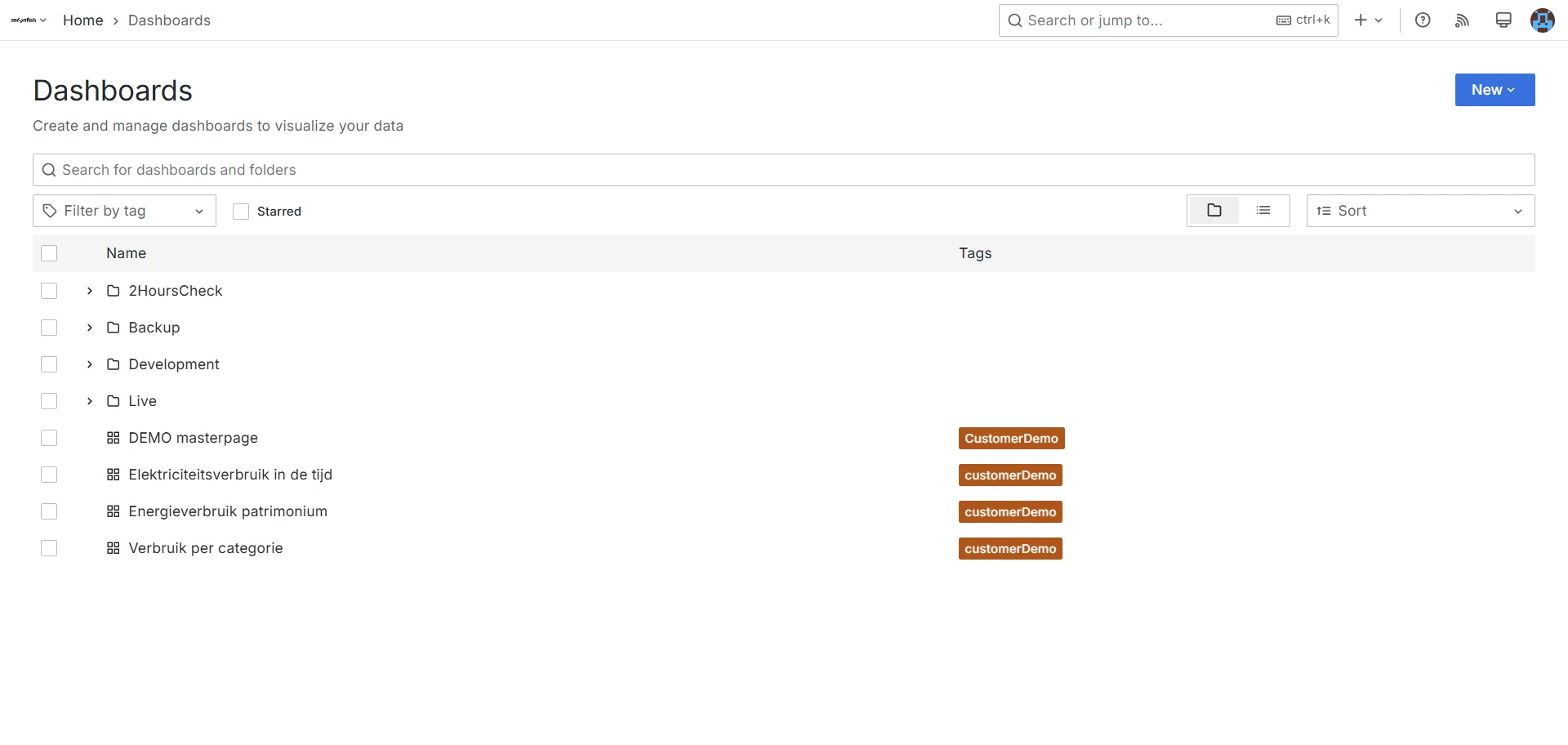 Screenshot showing Hier kiest u voor de map "live"