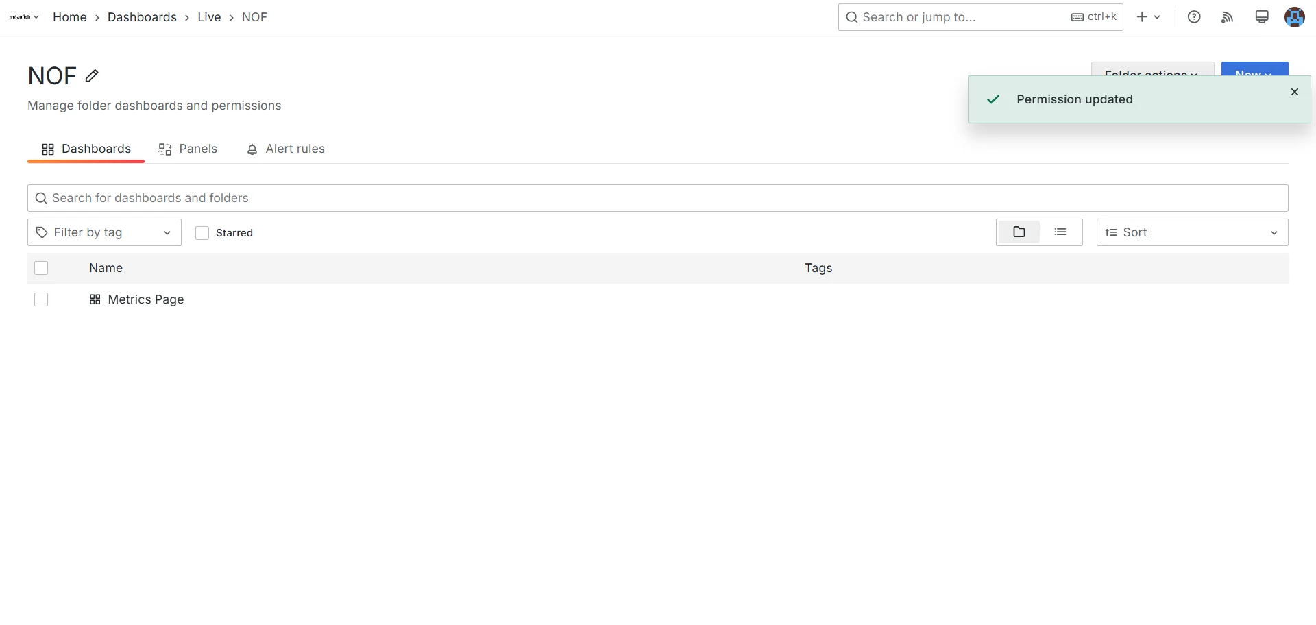 Screenshot showing Eenmaal u de melding "permission updated" krijgt, bent u klaar