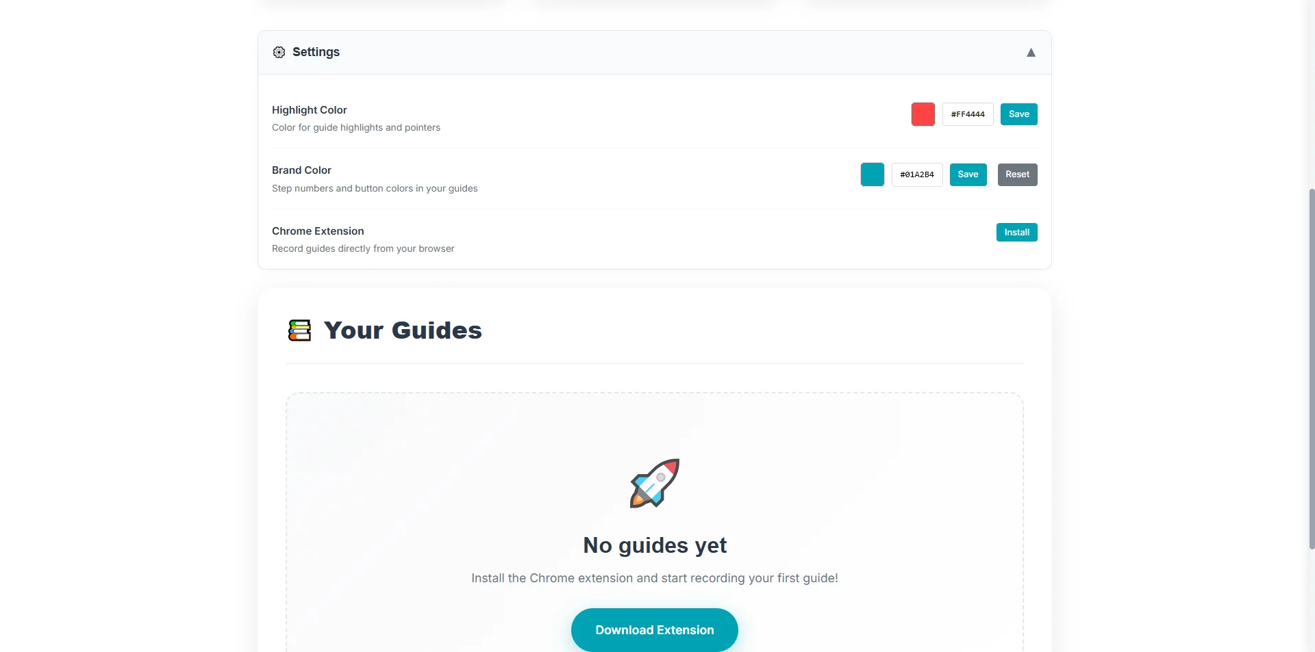 Screenshot showing Scroll page
