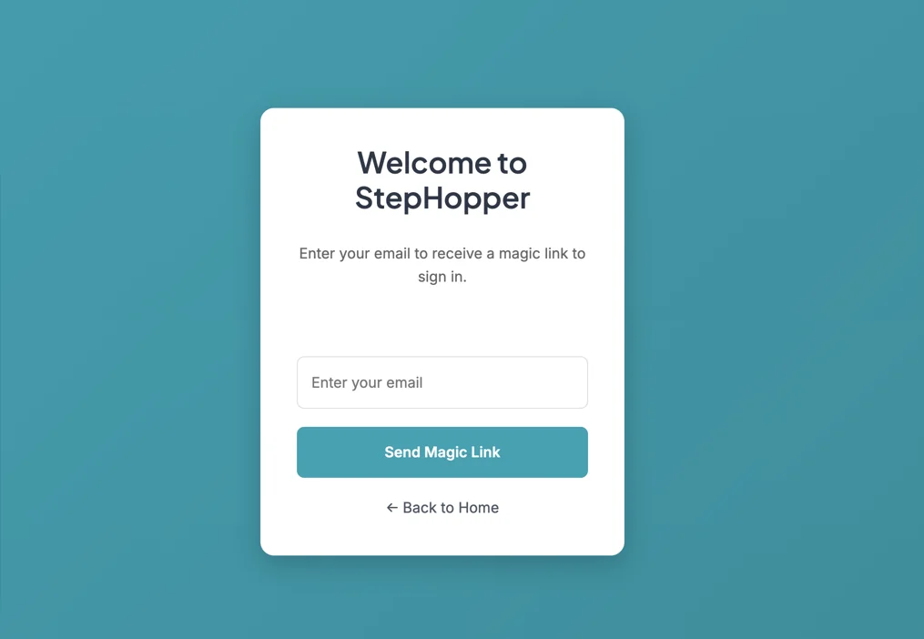 Screenshot showing Create an account on StepHopper.com