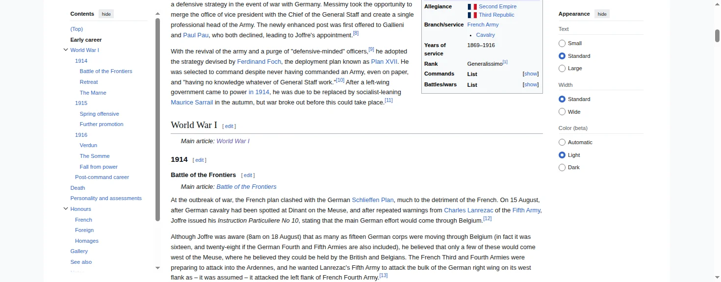 Screenshot showing Click on '🔴 Joseph Joffre - Wikipedia
(f'