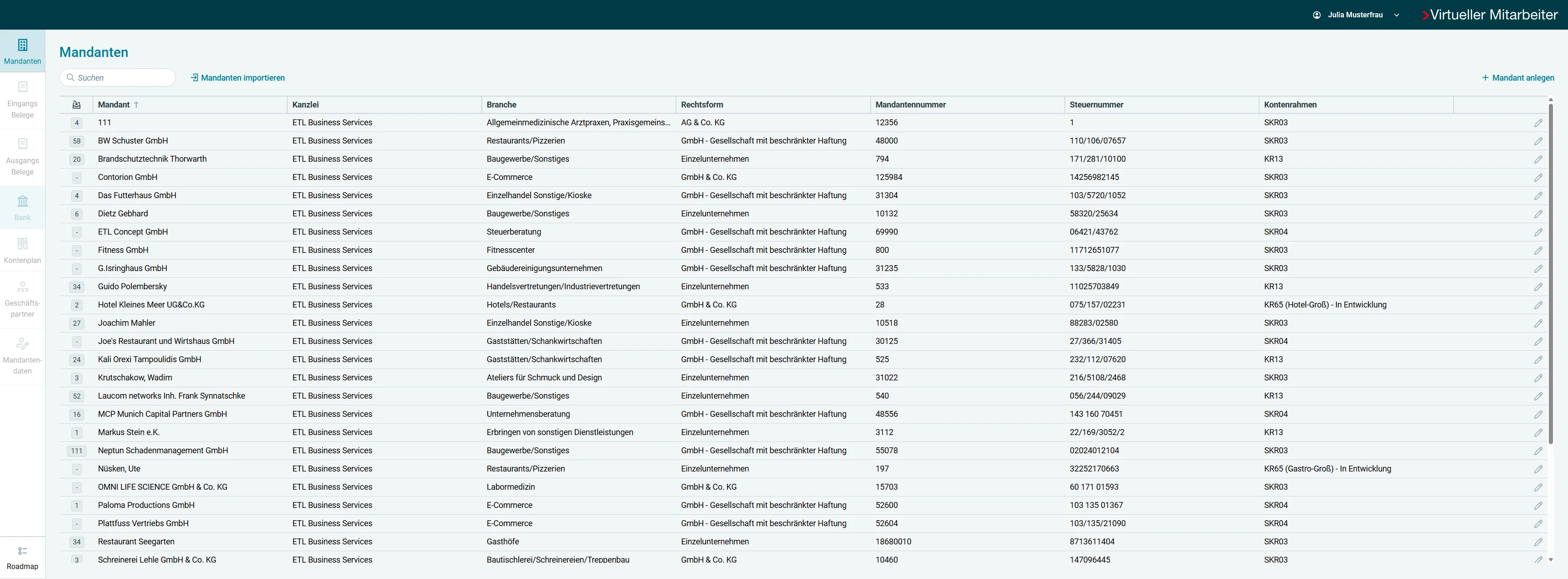 Screenshot showing Einloggen im Virtuellen Mitarbeiter