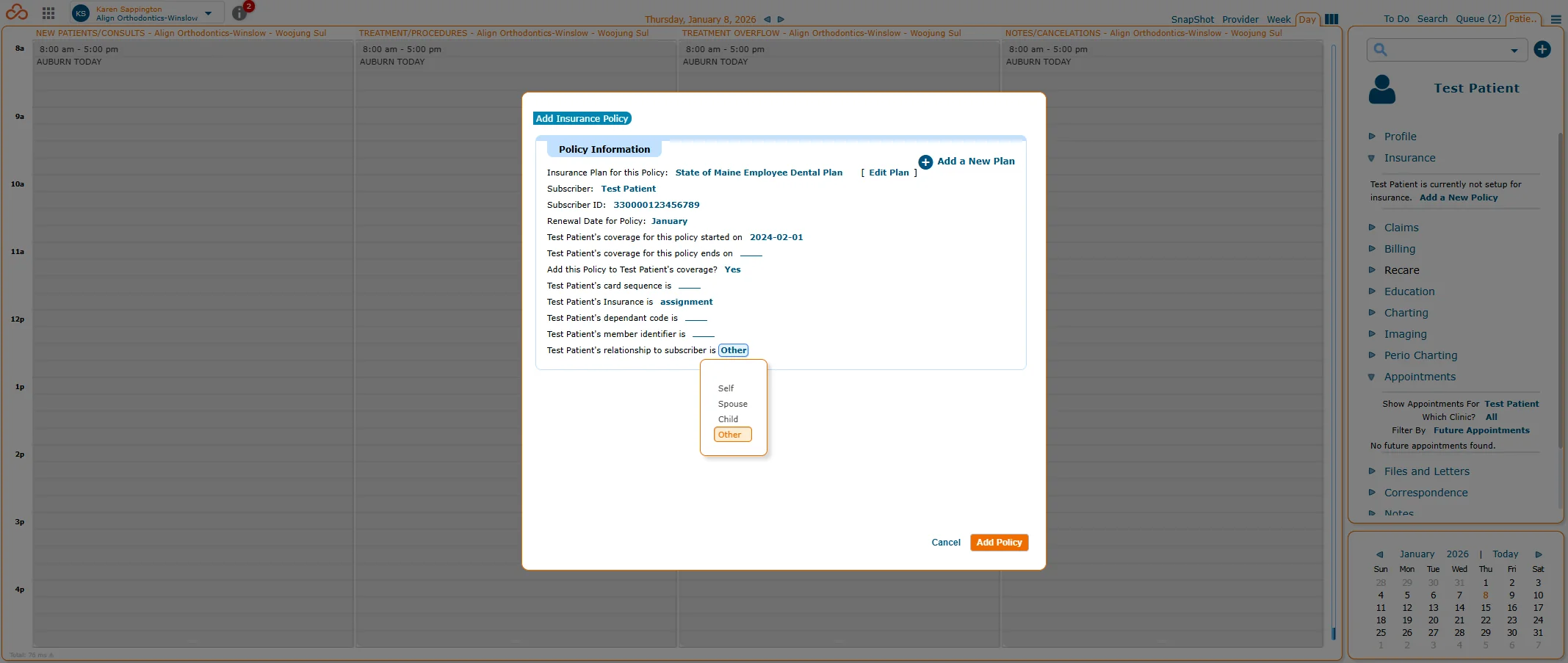 Screenshot showing Change subscriber relationship to the correct drop down option.