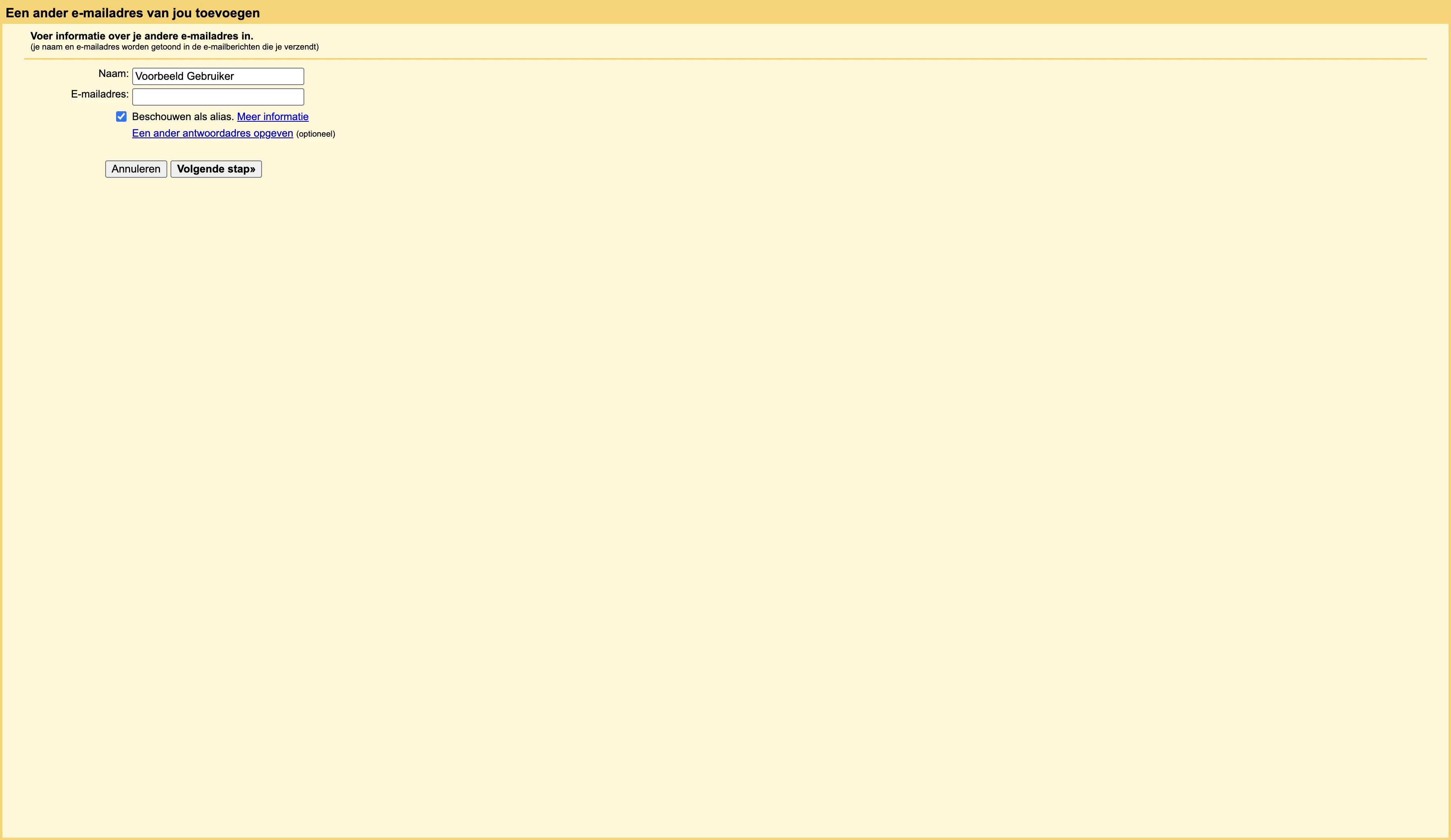 Screenshot showing Onderstaand scherm opent