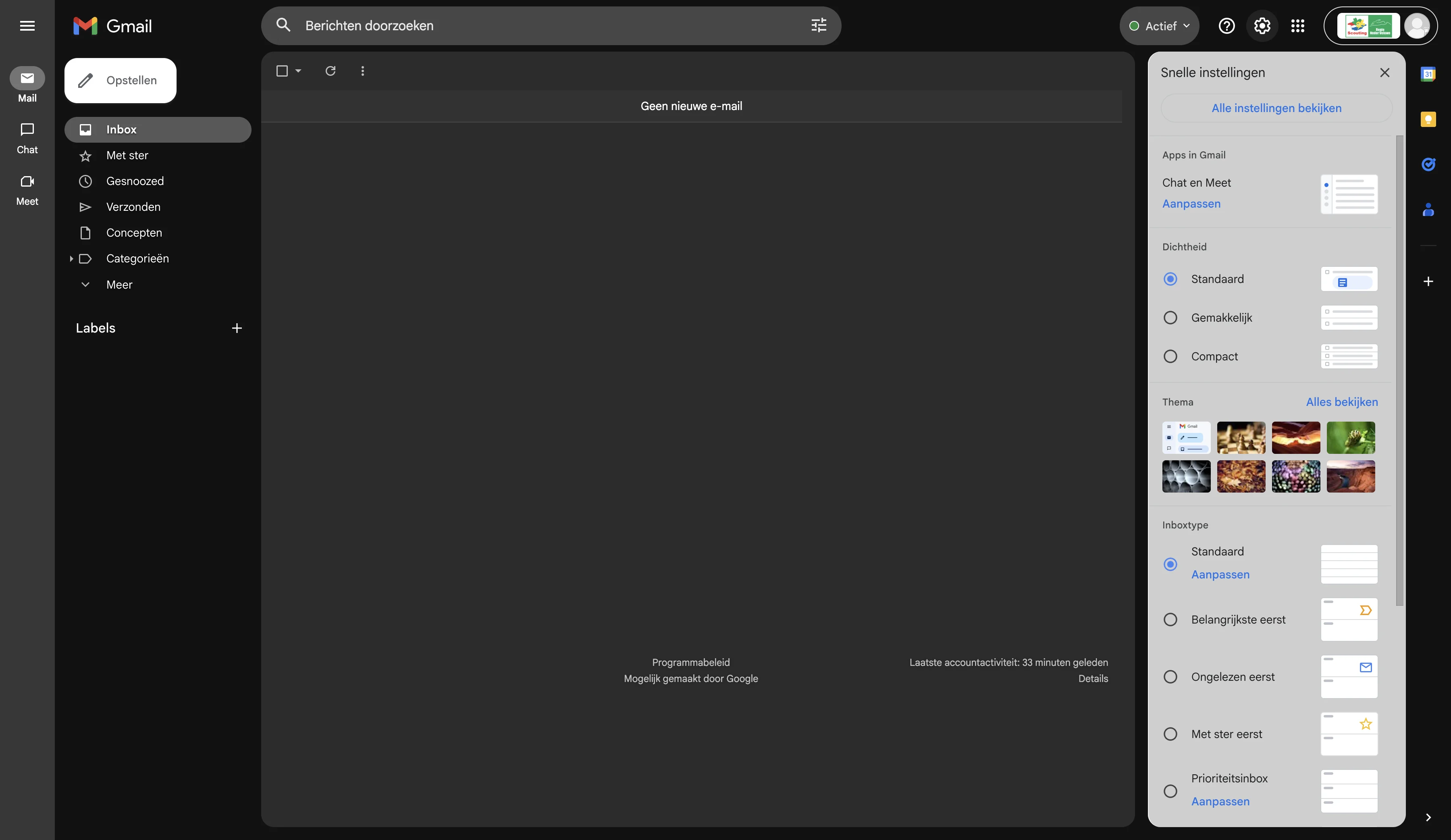 Screenshot showing Klik op instellingen