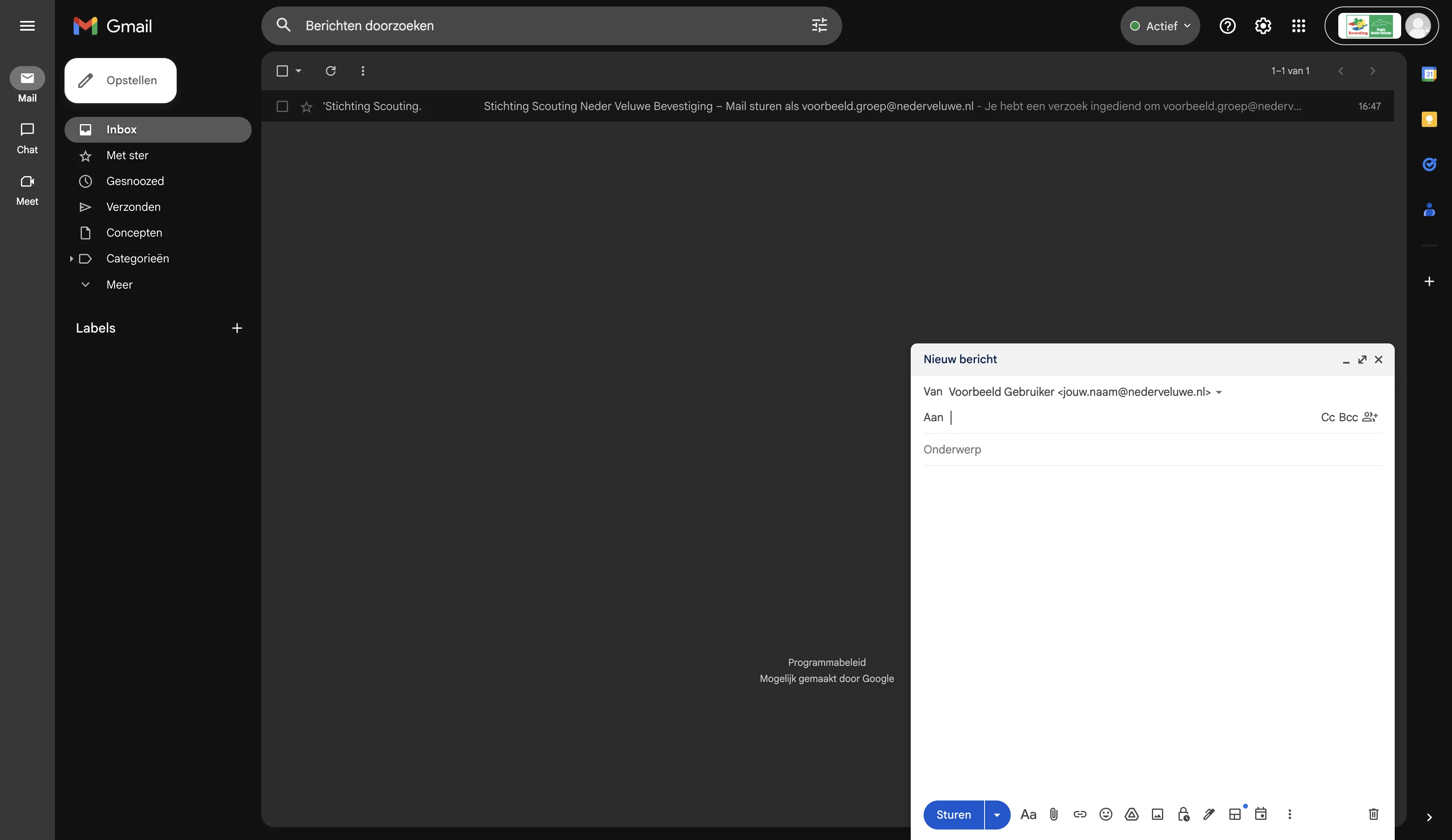 Screenshot showing Klik op 'Opstellen'