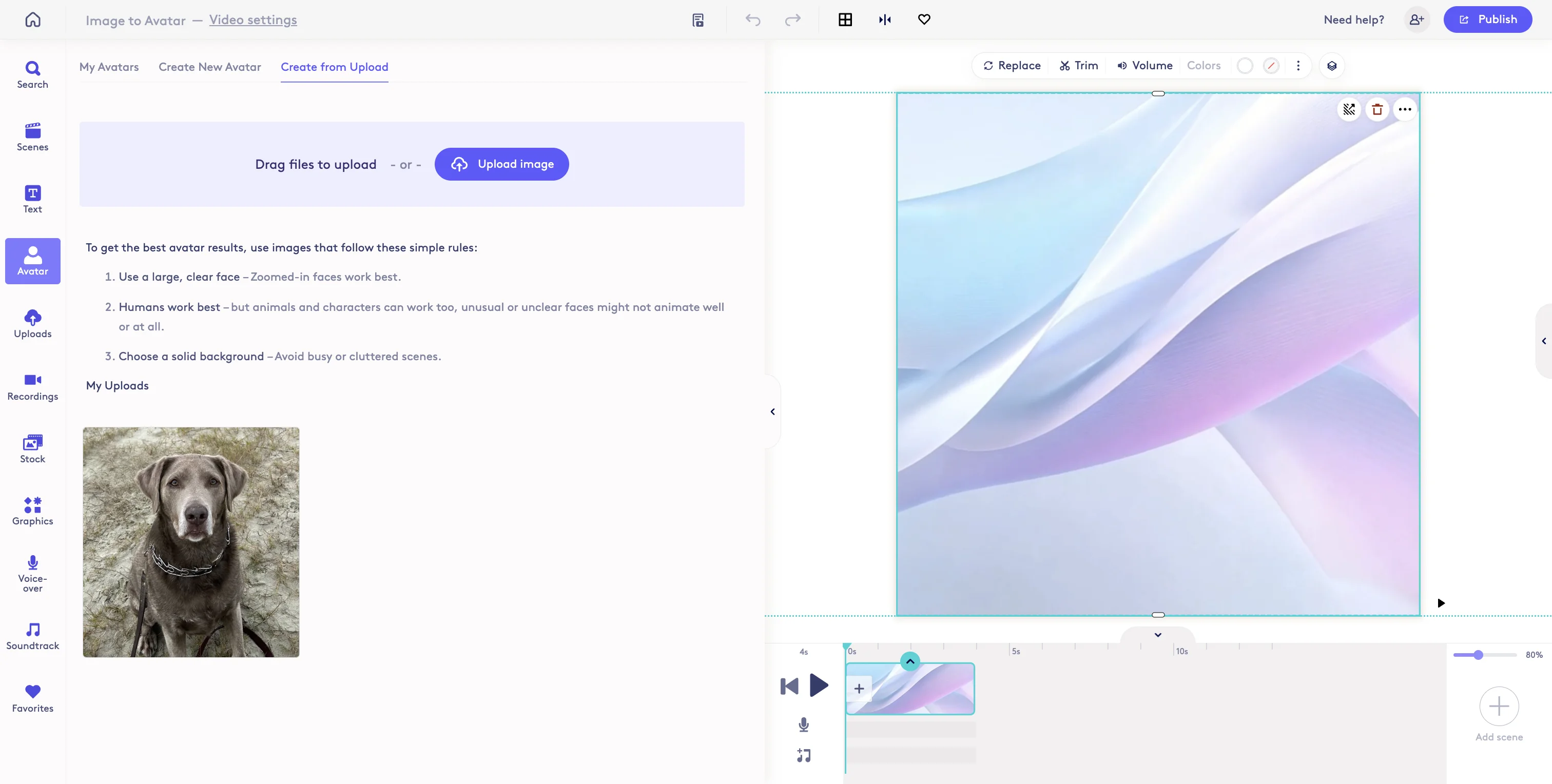 Screenshot showing Once your image has uploaded, select the image to continue.