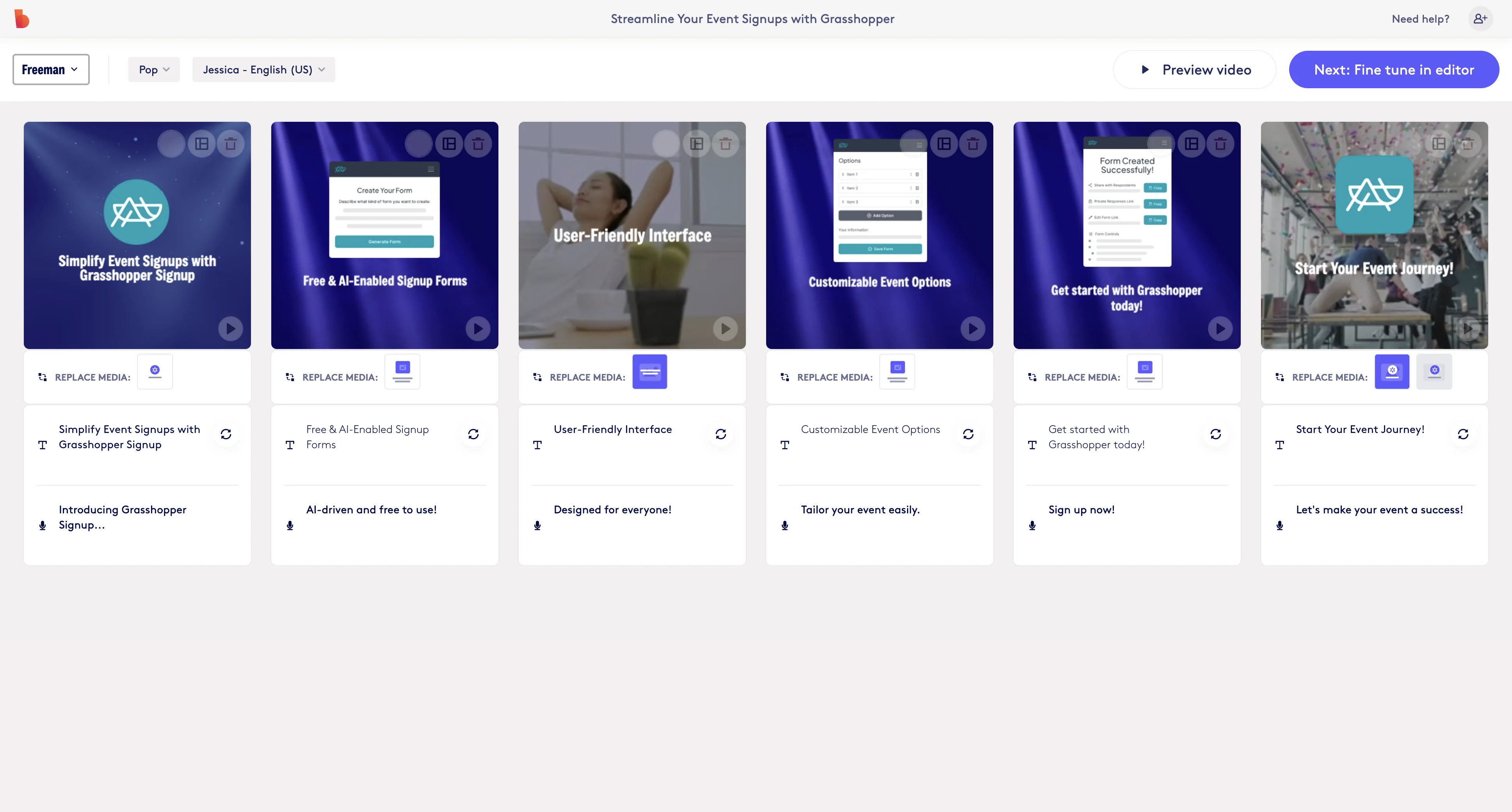 Screenshot showing Click the 'Fine tune in the editor' button to return to the full editor.