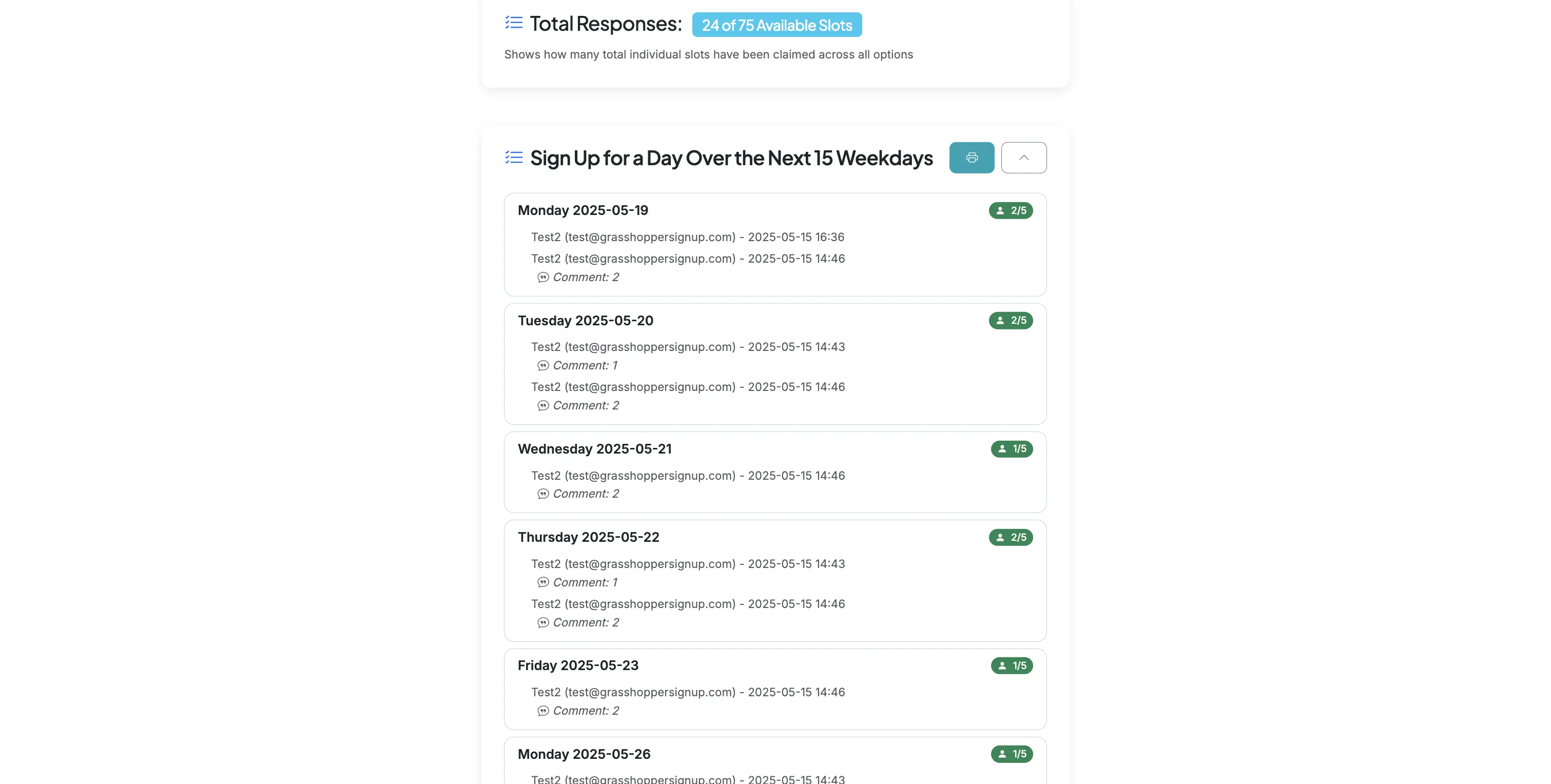 Screenshot showing Scroll down to the combined response summary.