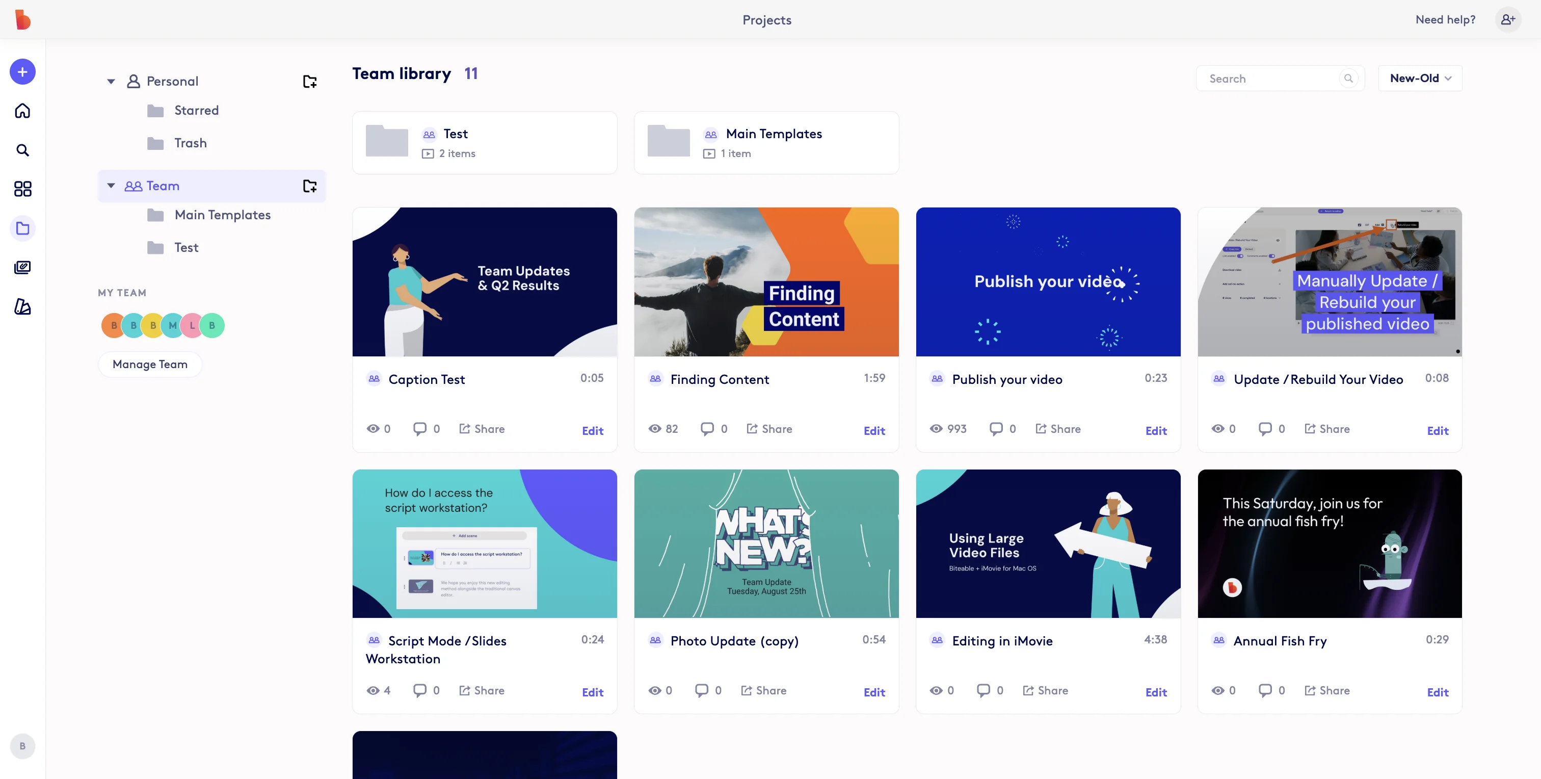 Screenshot showing You can also view Team shared projects from the Projects page.