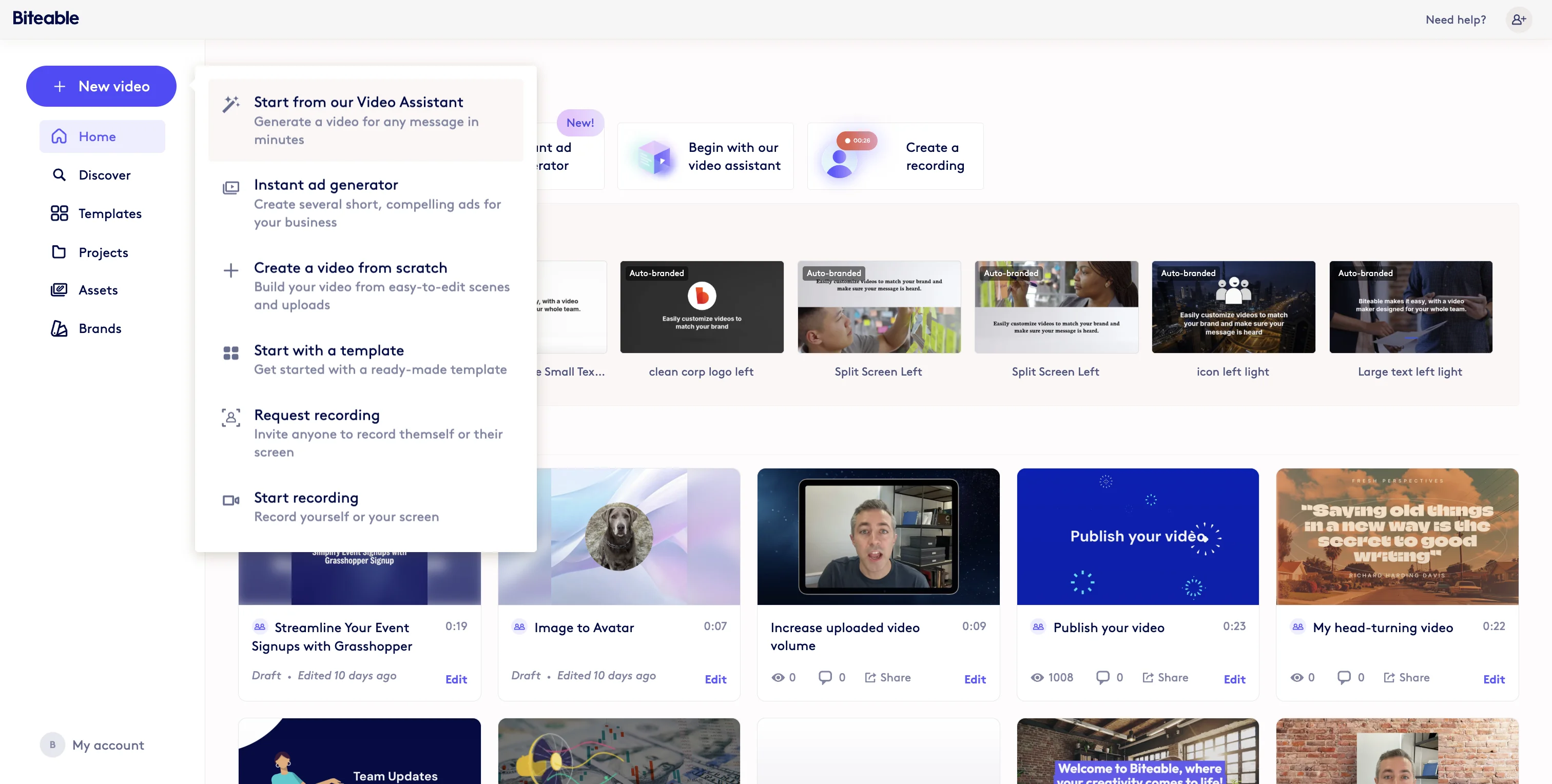 Screenshot showing Click 'Start from our Video Assistant'