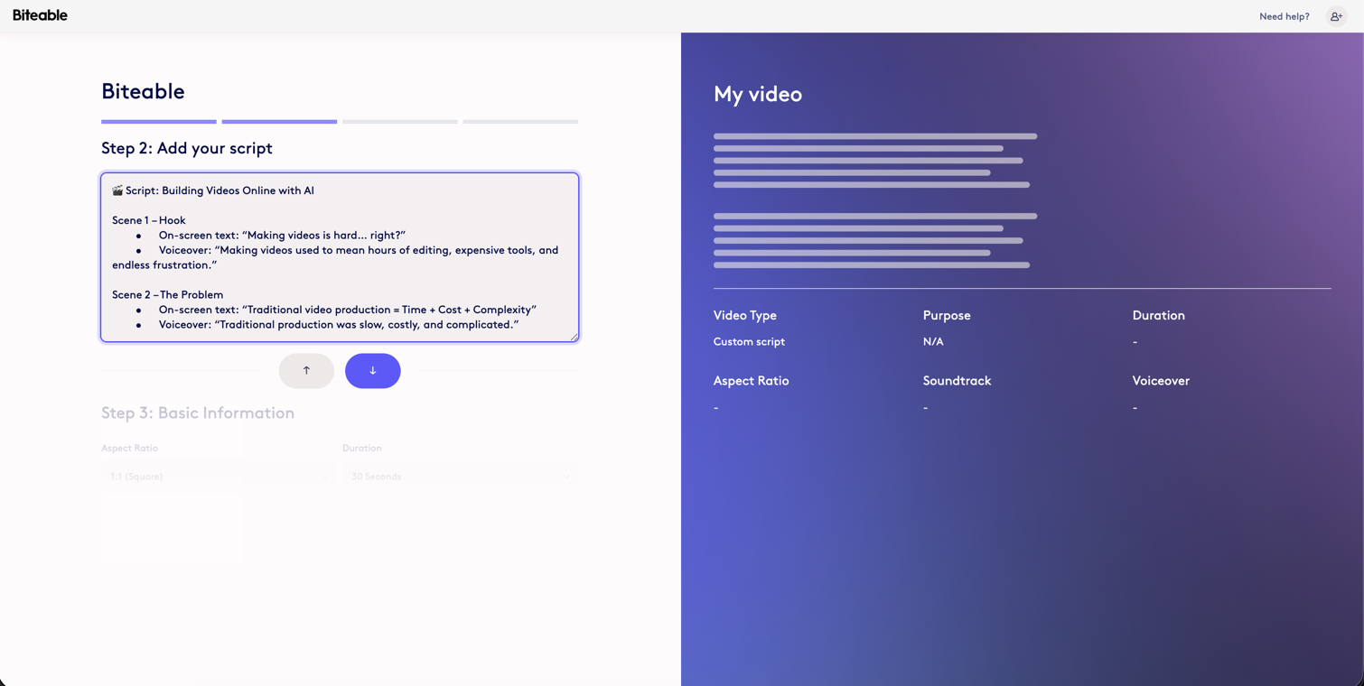 Screenshot showing Paste your script into the text box.