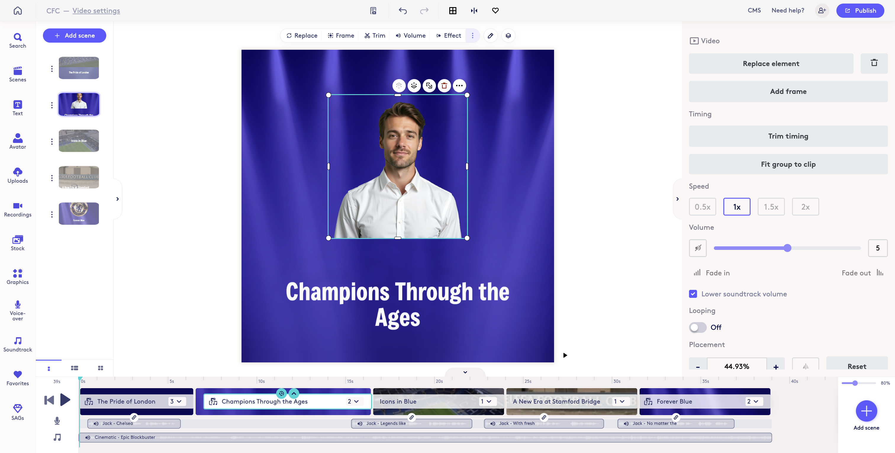 Screenshot showing Select the image or video to see the properties/options for the element.