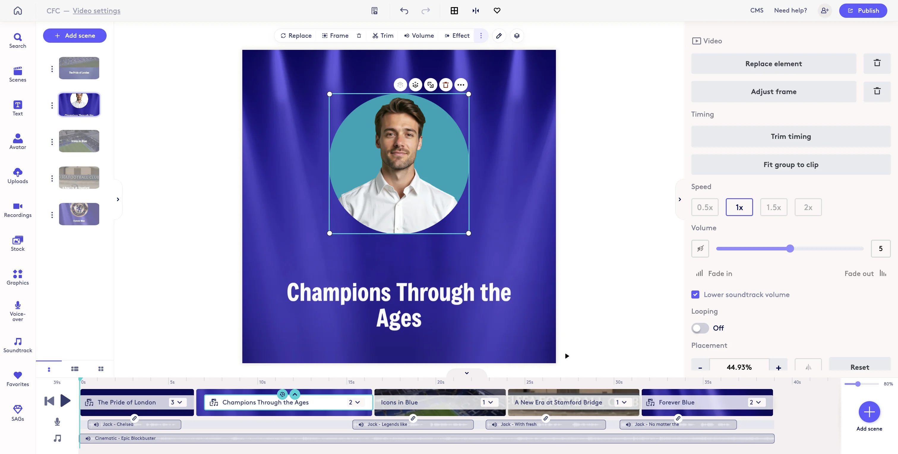 Screenshot showing Saving a background change will apply your background color to the image frame/mask.