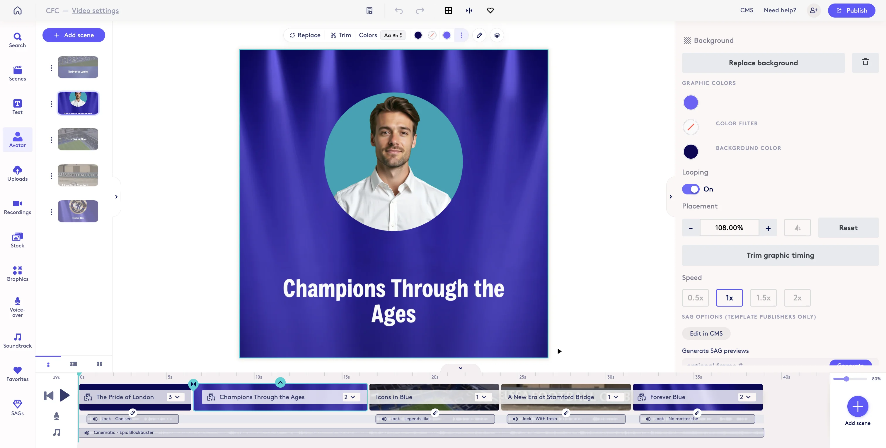 Screenshot showing Open a project and select Avatar from the Content Bar on the left.