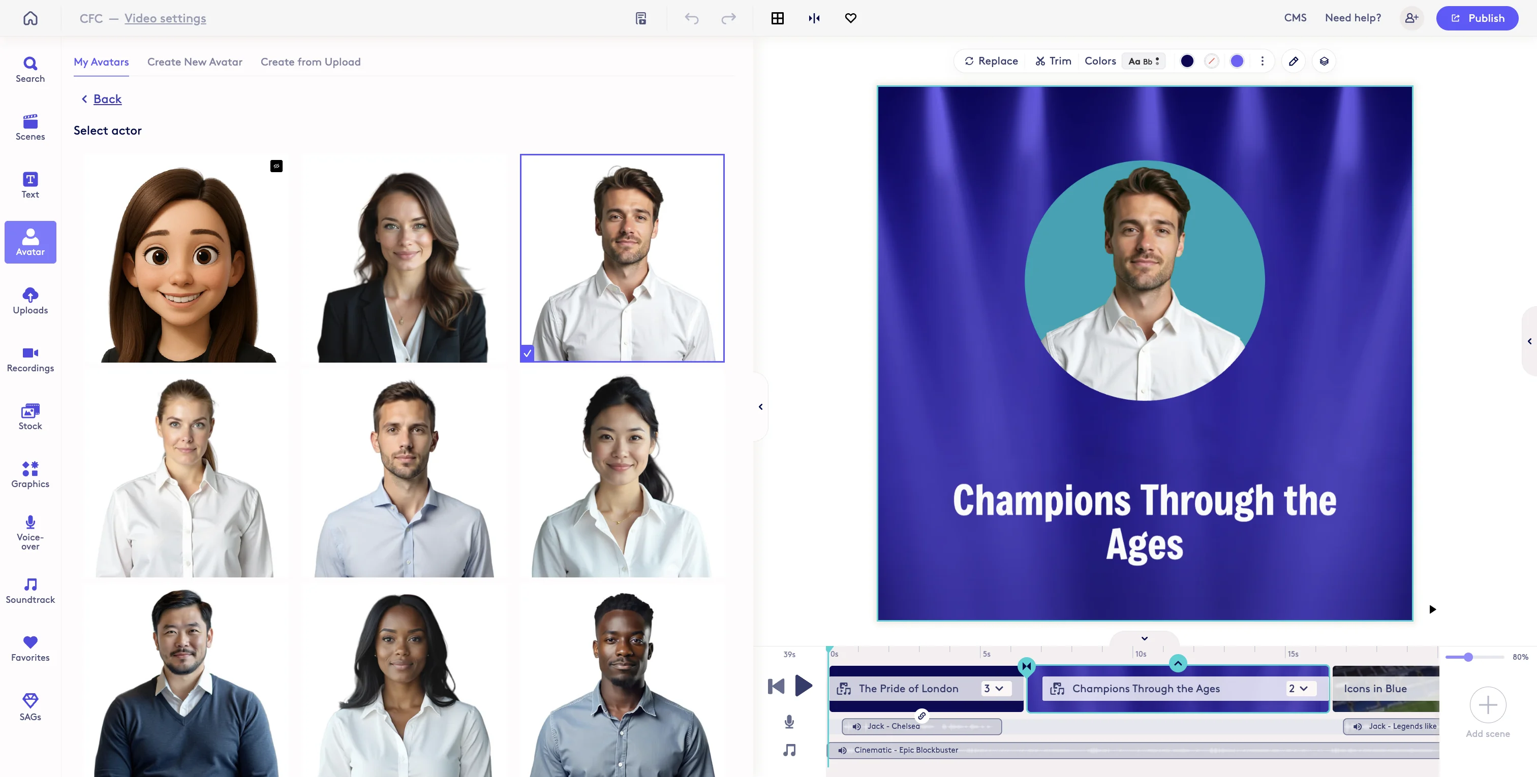 Screenshot showing Select the avatar character you want to use - if you don't want to change the character, select the same one again.