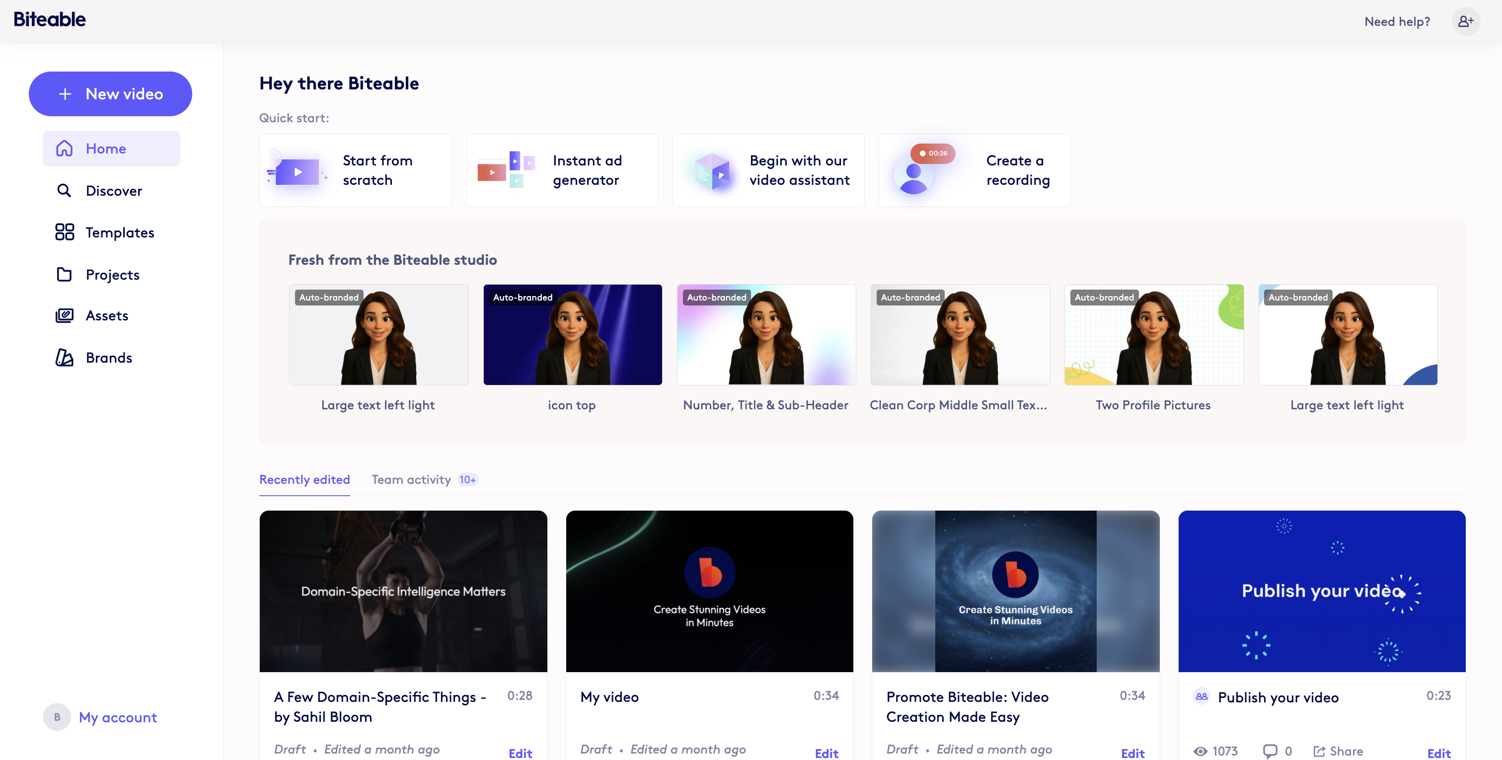 Screenshot showing Click on 'New video'