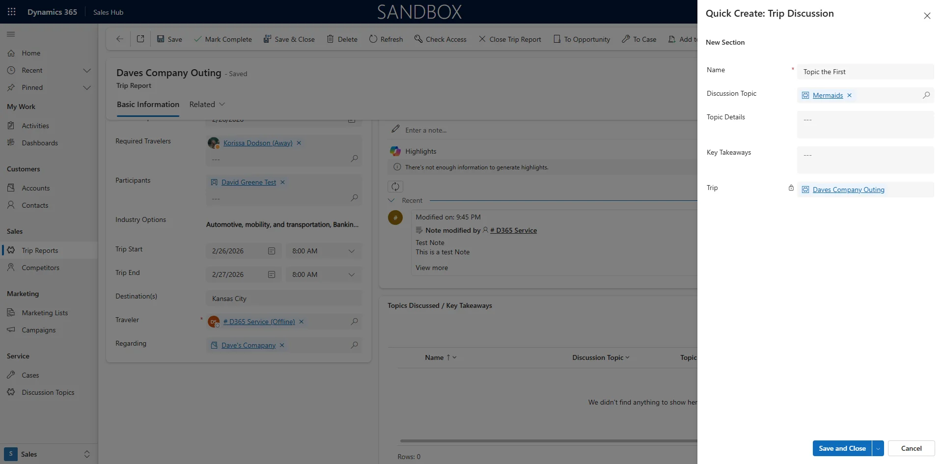 Screenshot showing Selected Topic
