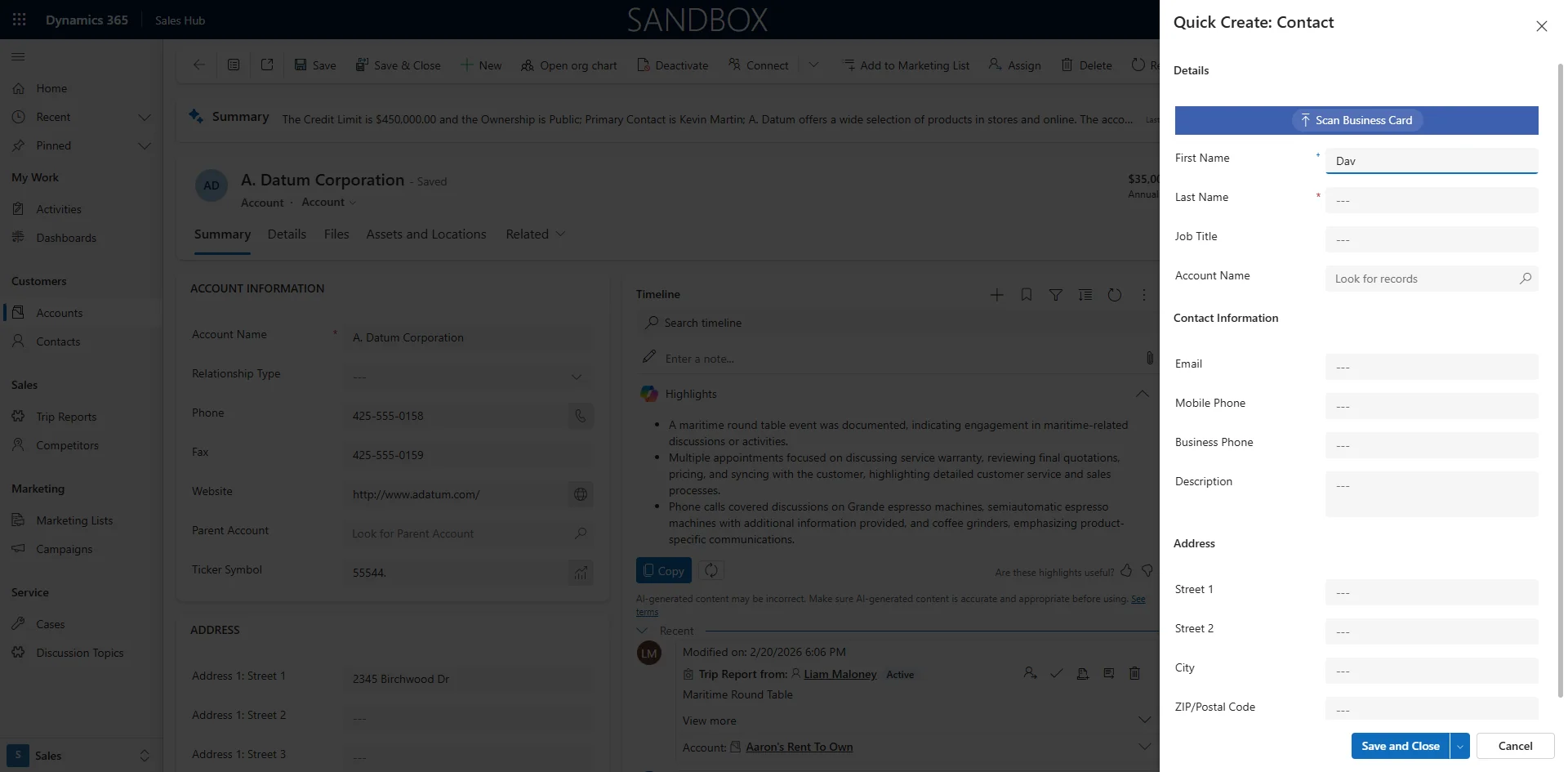Screenshot showing Enter text in First Name