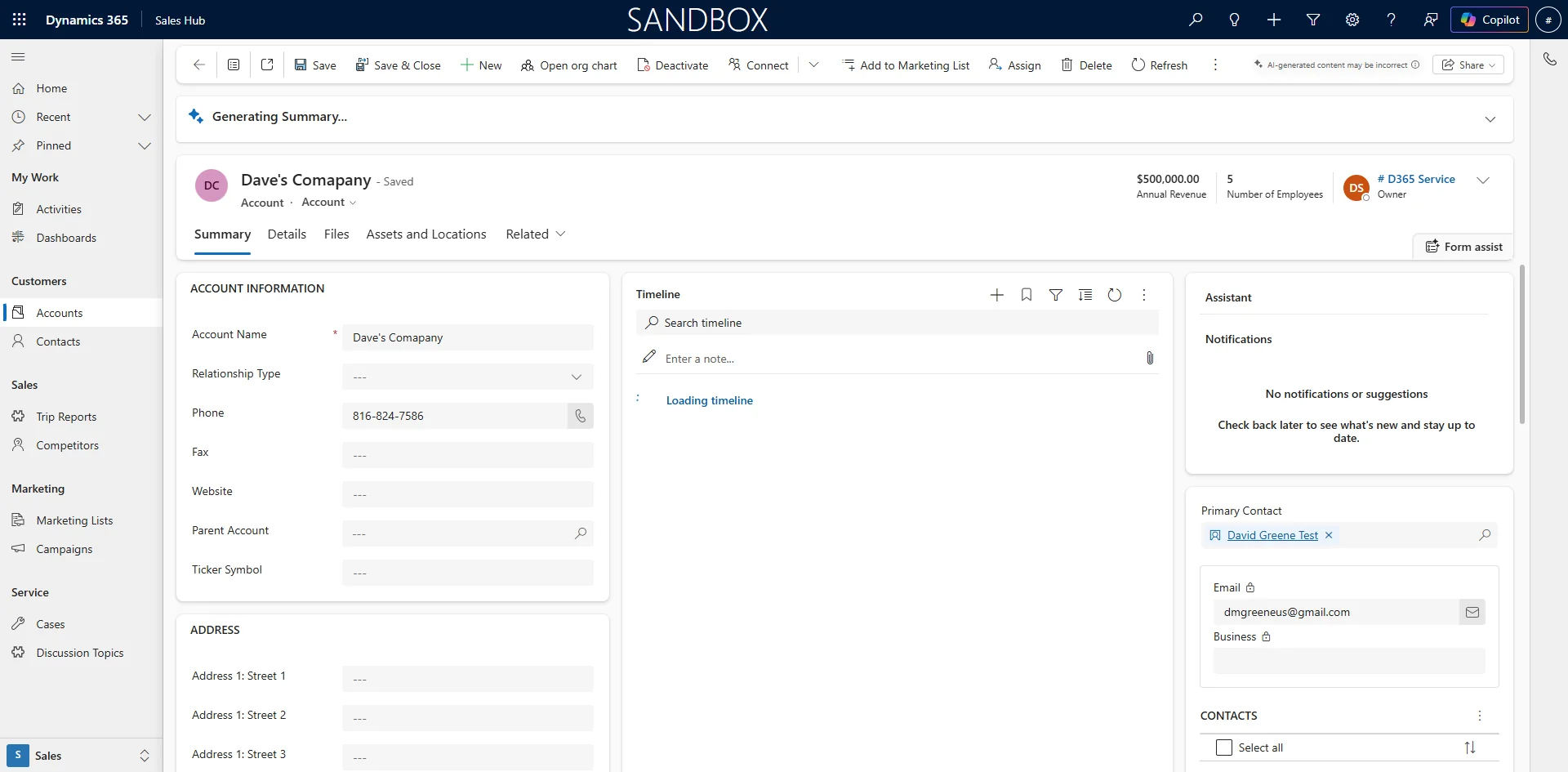 Screenshot showing Click on the View Record Pop Up to Open the Account Record