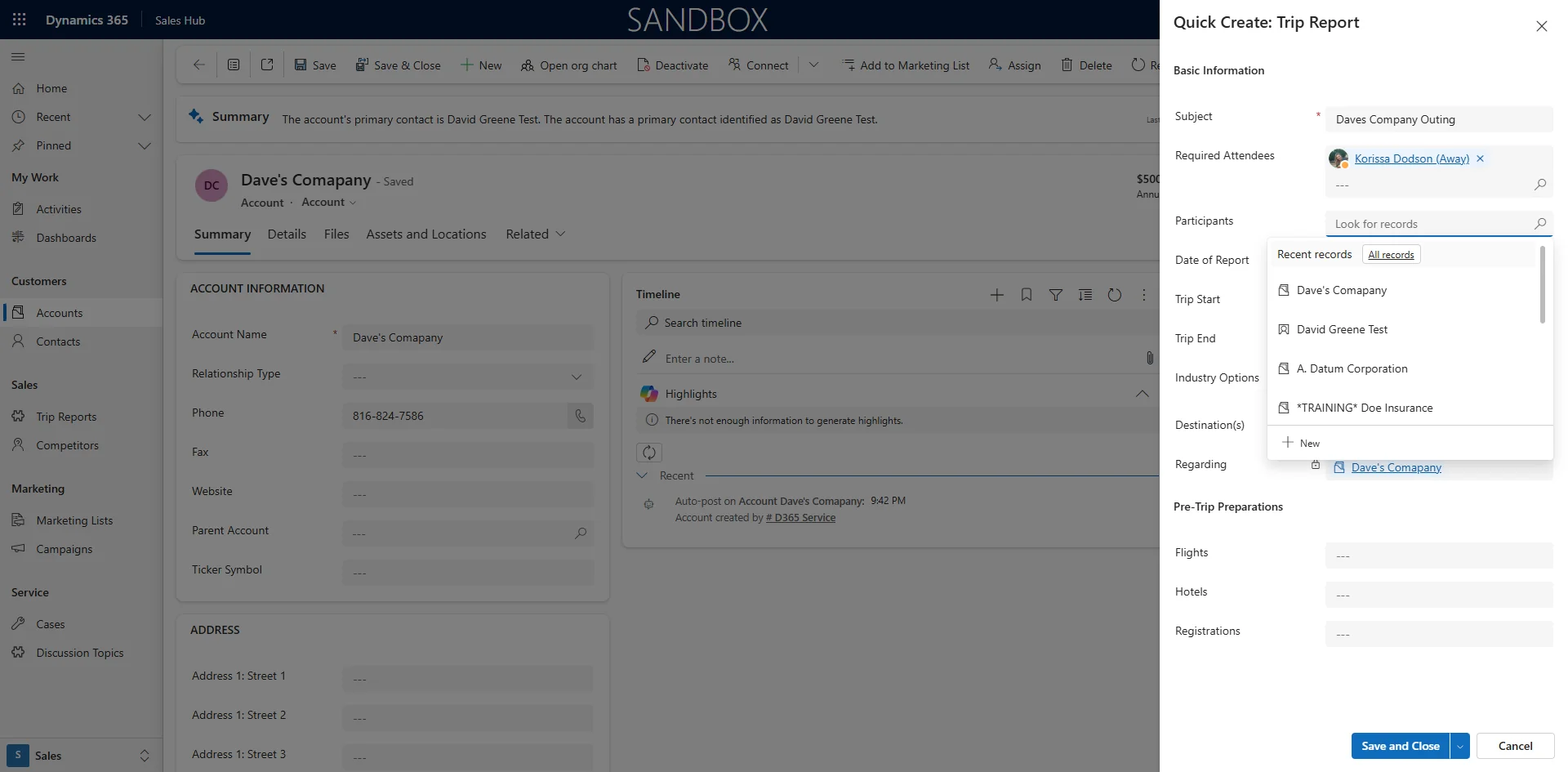 Screenshot showing Add Companies or Contacts
