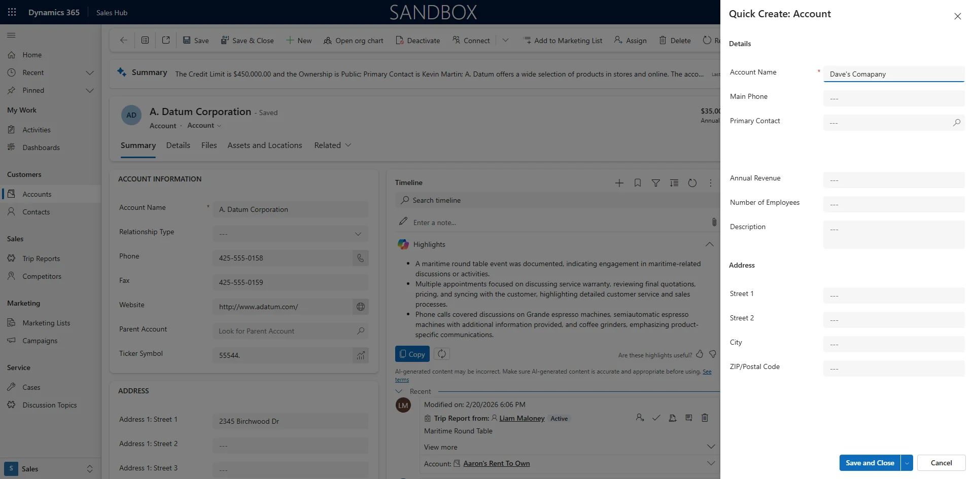 Screenshot showing Enter text in Account Name