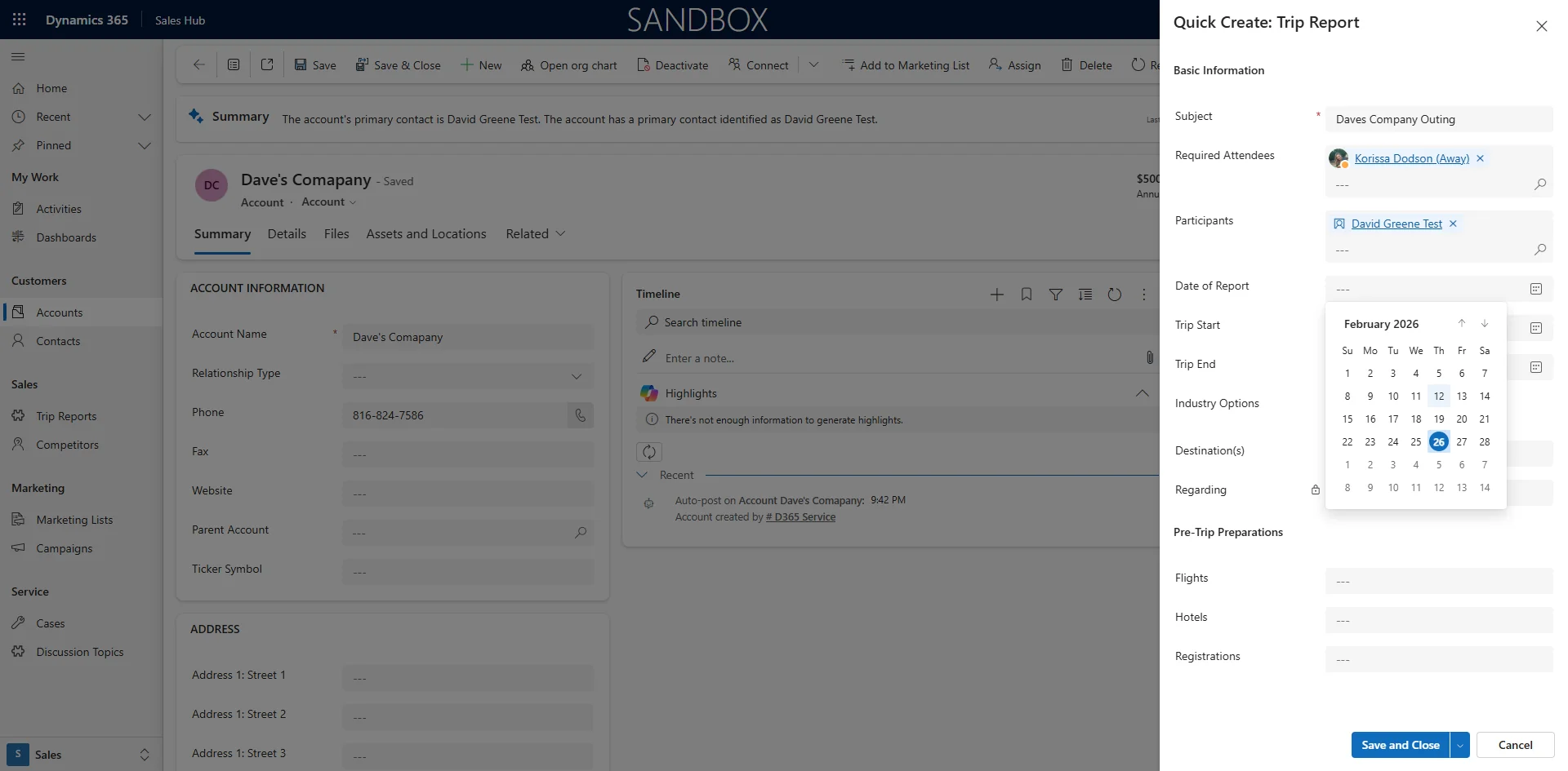 Screenshot showing Add Report Date
