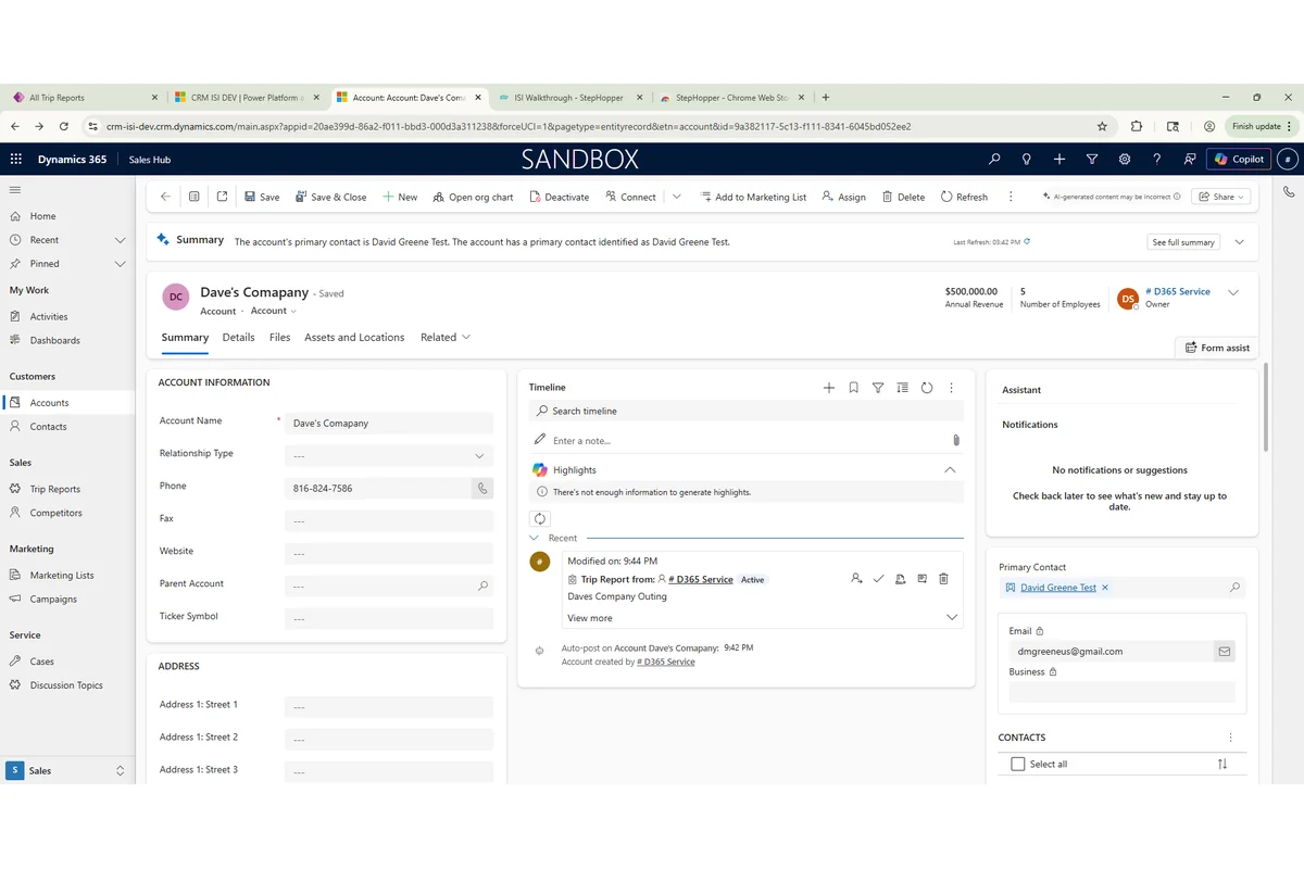 Screenshot showing Open Trip Report from time Line