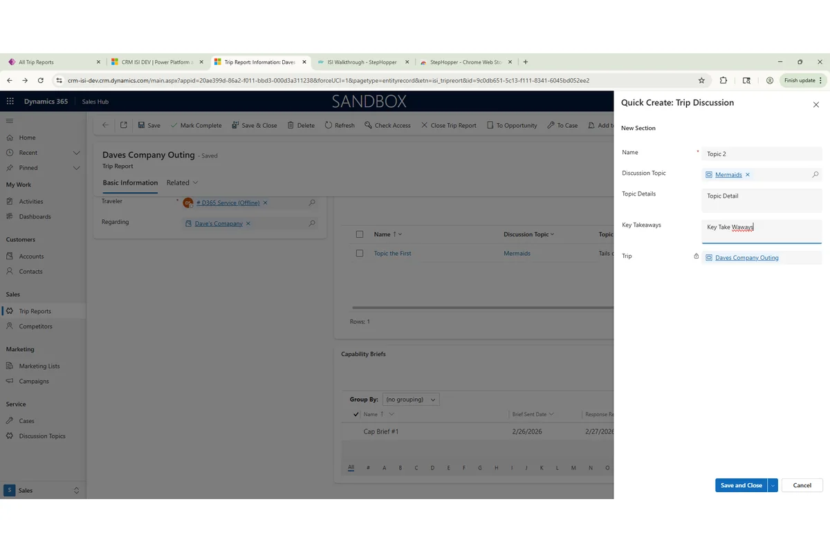 Screenshot showing Add Key Take Aways