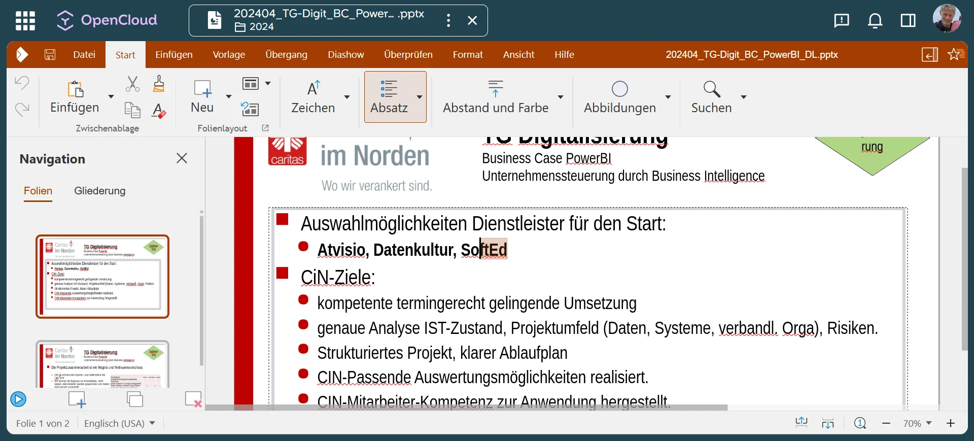 Screenshot showing Starting point - initial view of the page