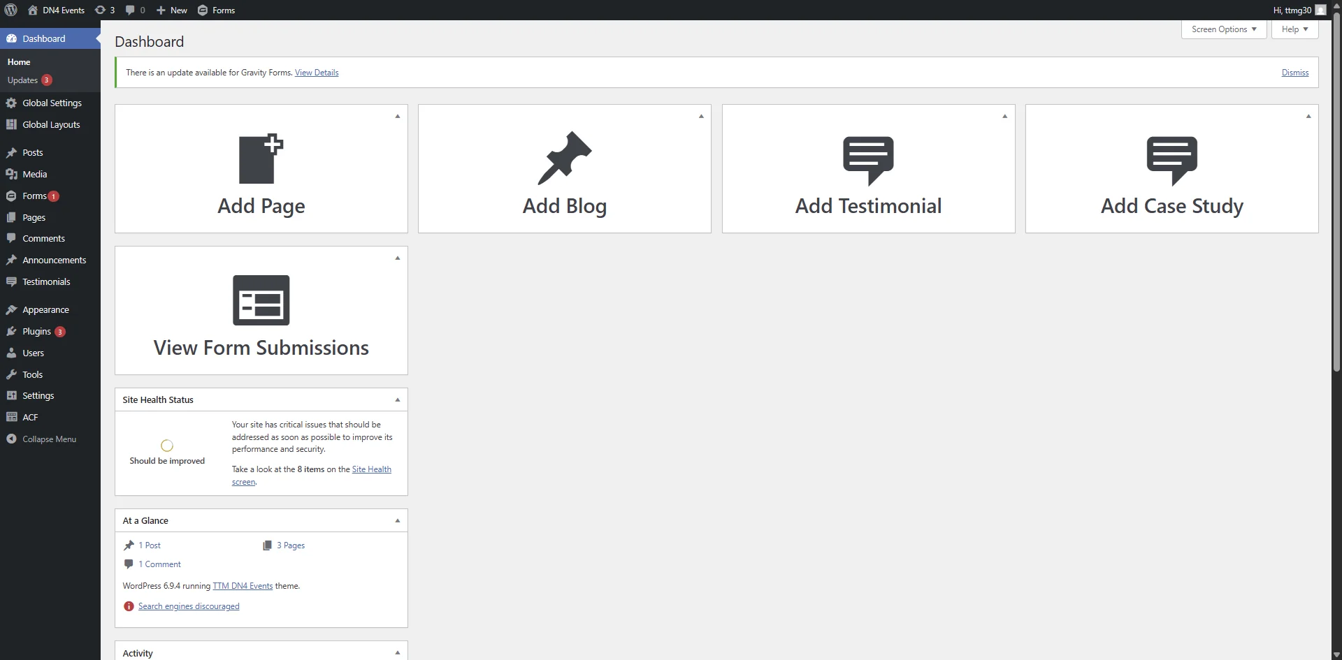 Screenshot showing Starting point - initial view of the page