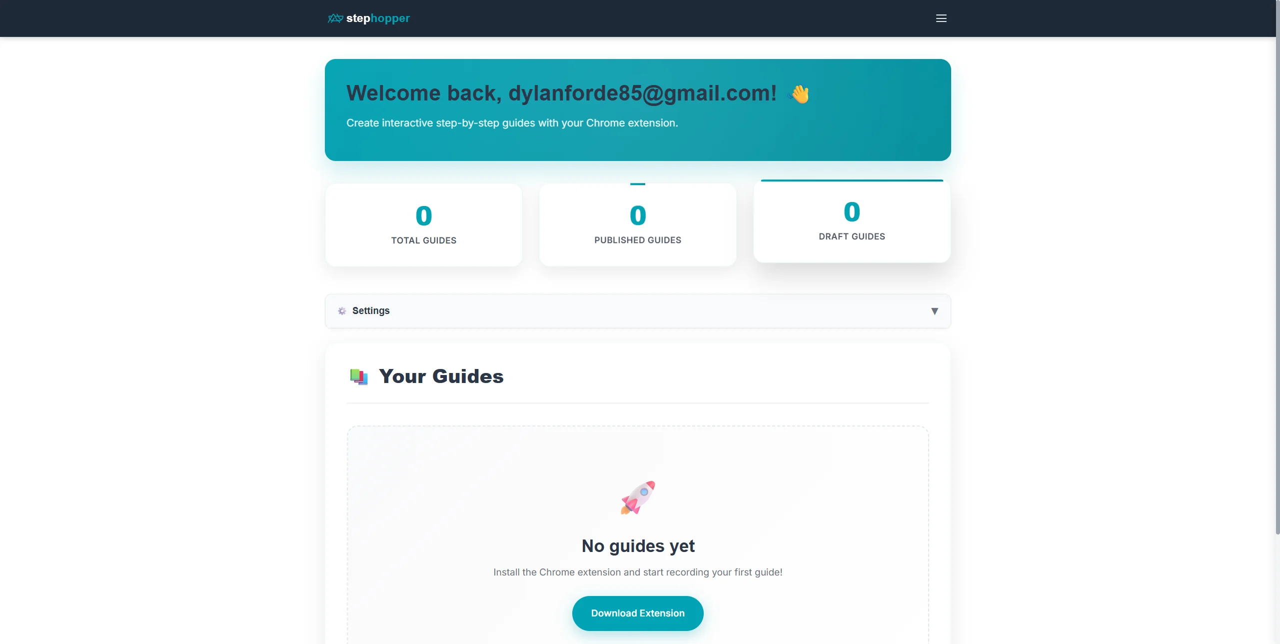 Screenshot showing Click on '0 Published Guides'