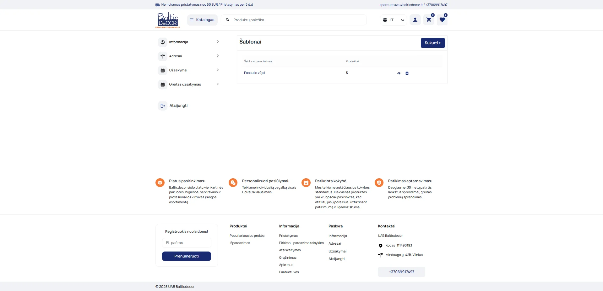 Screenshot showing Spaudžiame ant Šablono pavadinimo