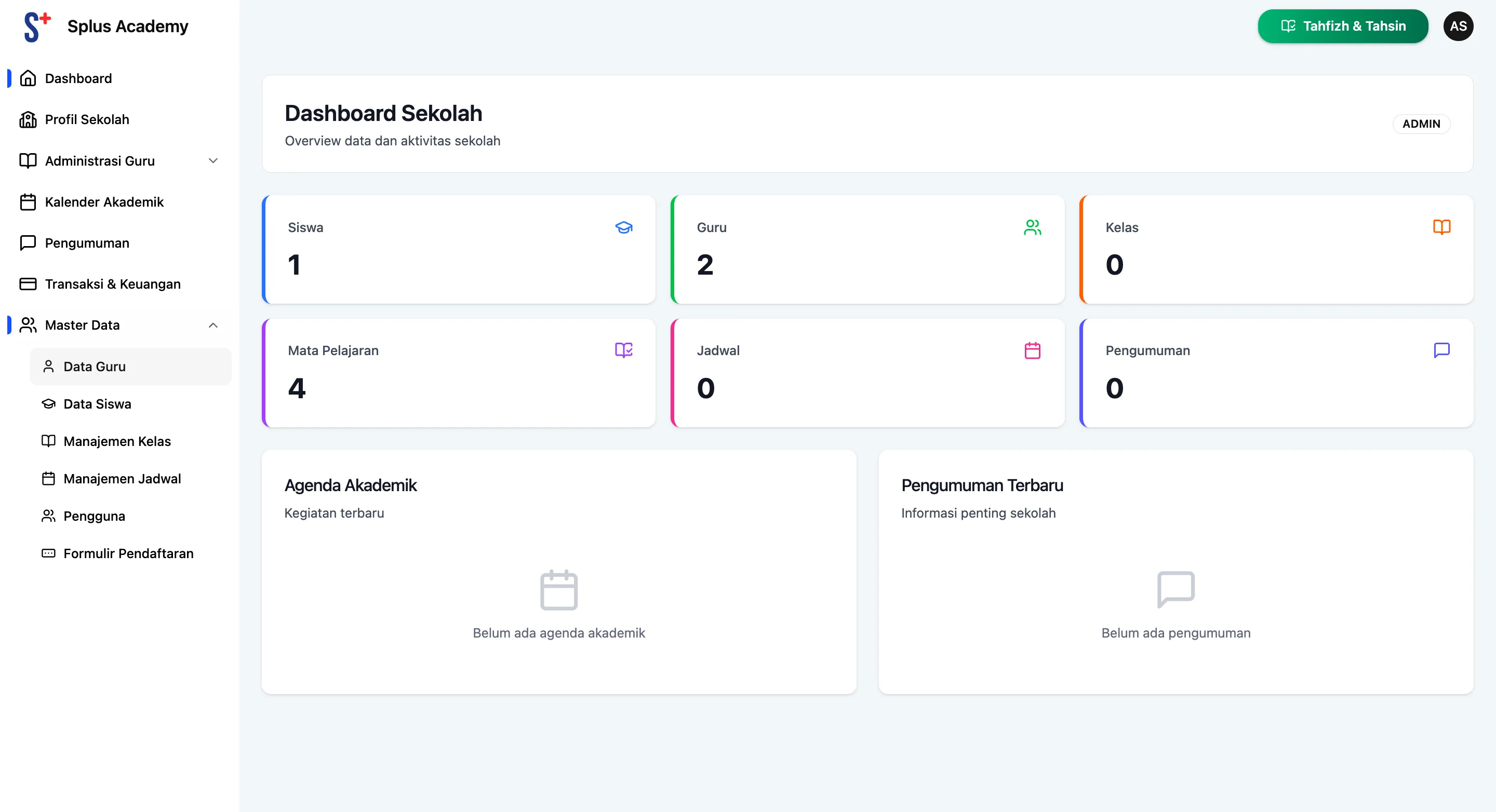 Screenshot showing Klik Master Data dan Pilih Data Guru.