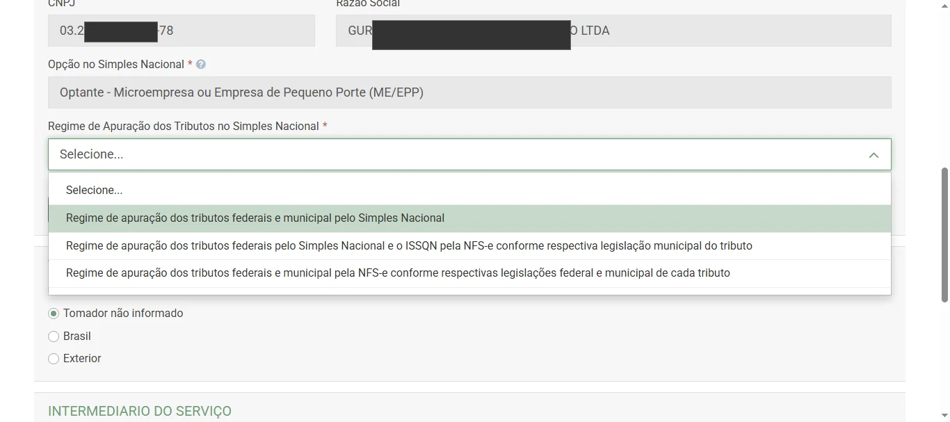 Screenshot showing Click on 'Selecione...'